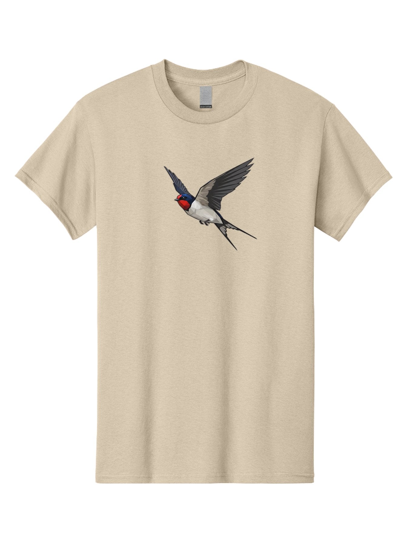Swallow Men'S Graphic Tee, 100% Cotton, Comfortable Casual Summer Wear, Machine Washable, Swallow In Flight, Bird Flying, Wildlife Illustration, Colorful Plumage, Dynamic Movement, Avian Art, Cartoon Bird, Red Face, Blue Head, White Body, Bae299 11