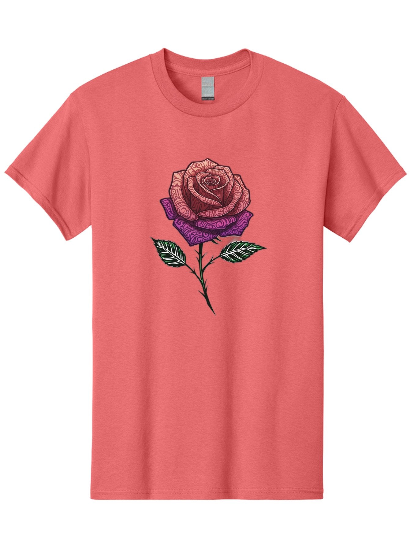 Tattoo-Rose Men'S Graphic Tee, 100% Cotton, Comfortable Casual Summer Wear, Machine Washable, Henna Art Rose, Beautiful Flower, Intricate Designs, Floral Pattern, Decorative Rose, Tattoo Style Bae301 4