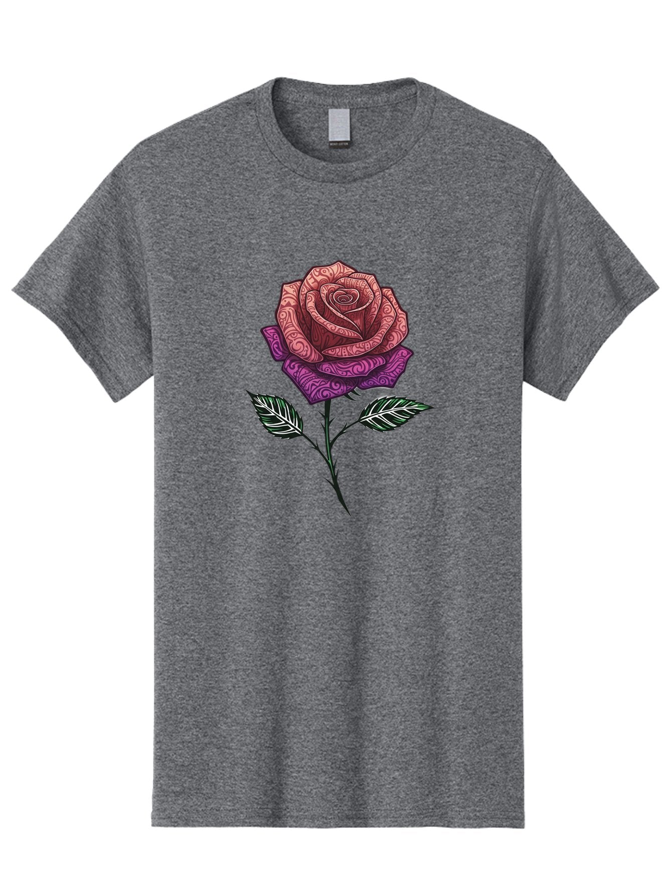 Tattoo-Rose Men'S Graphic Tee, 100% Cotton, Comfortable Casual Summer Wear, Machine Washable, Henna Art Rose, Beautiful Flower, Intricate Designs, Floral Pattern, Decorative Rose, Tattoo Style Bae301 3