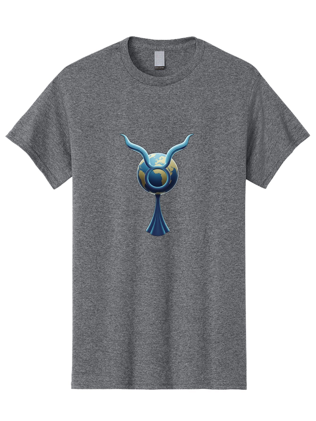 Taurus-1 Men'S Graphic Tee, 100% Cotton, Comfortable Casual Summer Wear, Machine Washable, Taurus Zodiac Sign, Astrological Symbol, Earthy Tone, Blue And Gold Globe, Flowing Design, Abstract Art, Horoscope, Horoscope Symbol, Astrology, Bae302 13