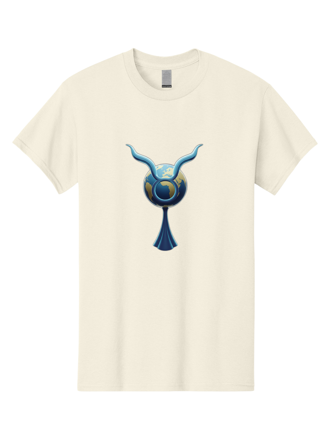 Taurus-1 Men'S Graphic Tee, 100% Cotton, Comfortable Casual Summer Wear, Machine Washable, Taurus Zodiac Sign, Astrological Symbol, Earthy Tone, Blue And Gold Globe, Flowing Design, Abstract Art, Horoscope, Horoscope Symbol, Astrology, Bae302