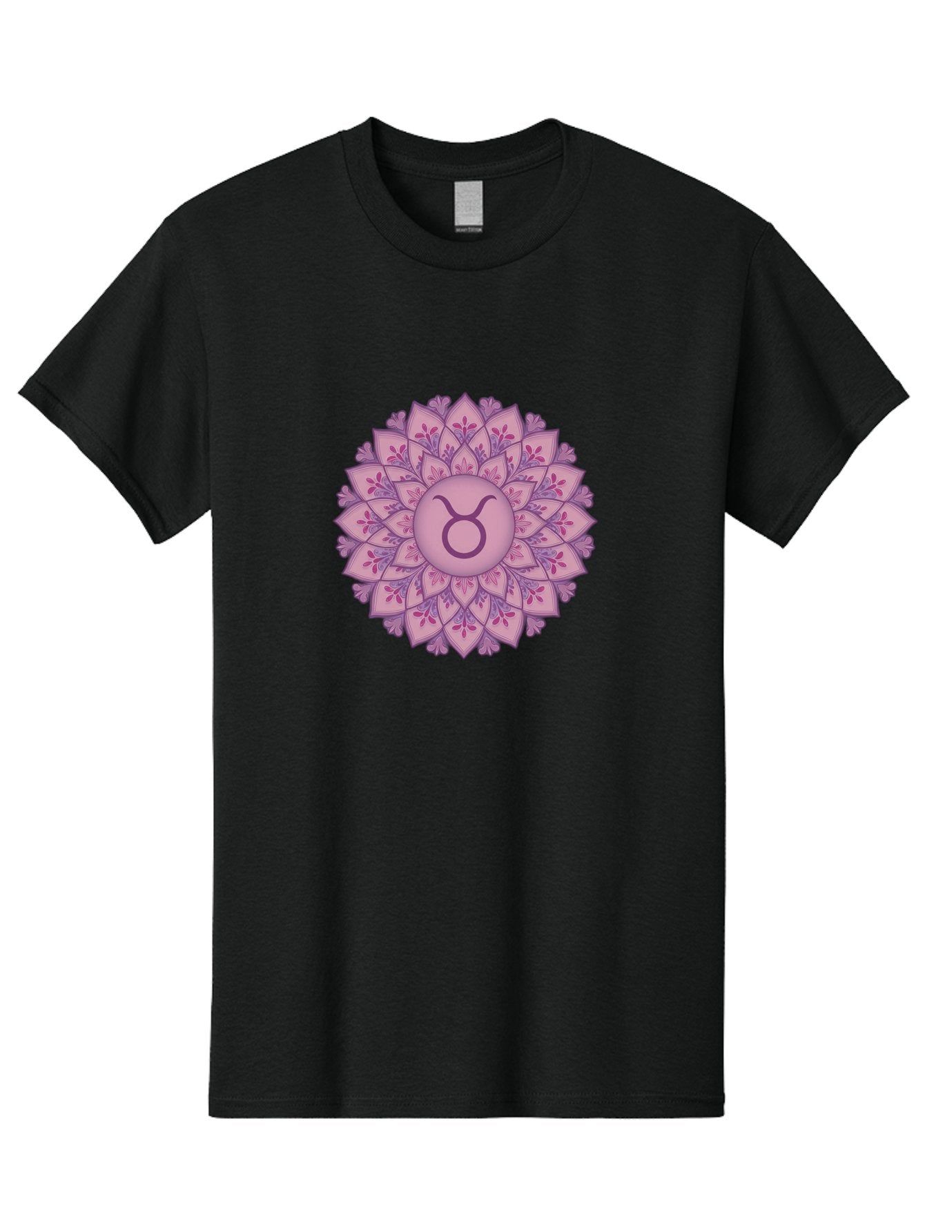 Taurus-Symbol-Mandala Men'S Graphic Tee, 100% Cotton, Comfortable Casual Summer Wear, Machine Washable, Taurus Symbol, Mandala Design, Floral Pattern, Purple Hues, Astrological Sign, Mystical Art, Zodiac Symbol, Spiritual Iconography, Bae304 7