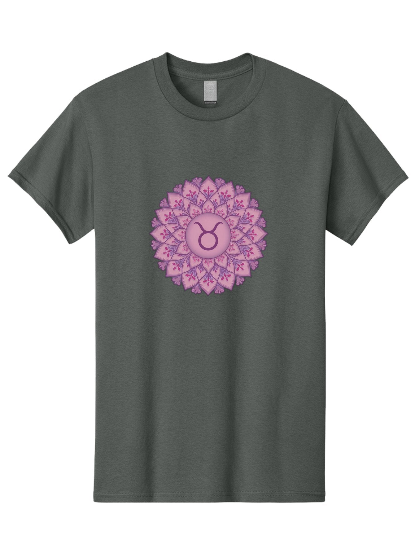 Taurus-Symbol-Mandala Men'S Graphic Tee, 100% Cotton, Comfortable Casual Summer Wear, Machine Washable, Taurus Symbol, Mandala Design, Floral Pattern, Purple Hues, Astrological Sign, Mystical Art, Zodiac Symbol, Spiritual Iconography, Bae304 14
