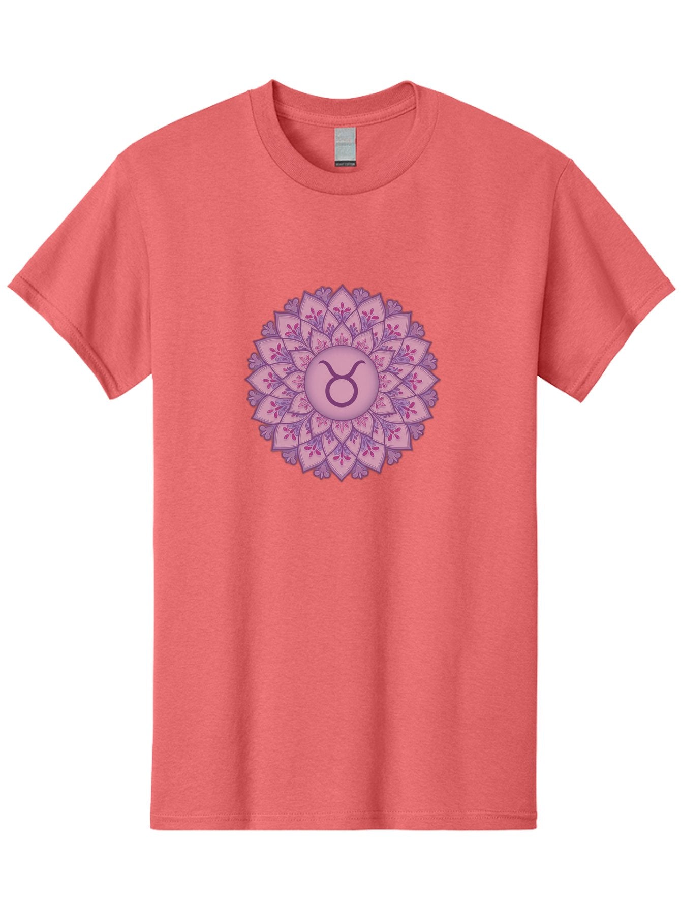 Taurus-Symbol-Mandala Men'S Graphic Tee, 100% Cotton, Comfortable Casual Summer Wear, Machine Washable, Taurus Symbol, Mandala Design, Floral Pattern, Purple Hues, Astrological Sign, Mystical Art, Zodiac Symbol, Spiritual Iconography, Bae304 11