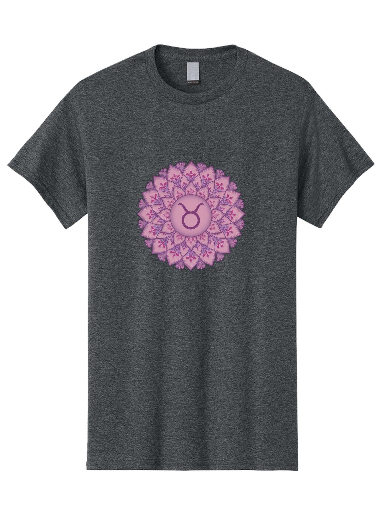 Taurus-Symbol-Mandala Men'S Graphic Tee, 100% Cotton, Comfortable Casual Summer Wear, Machine Washable, Taurus Symbol, Mandala Design, Floral Pattern, Purple Hues, Astrological Sign, Mystical Art, Zodiac Symbol, Spiritual Iconography, Bae304 13