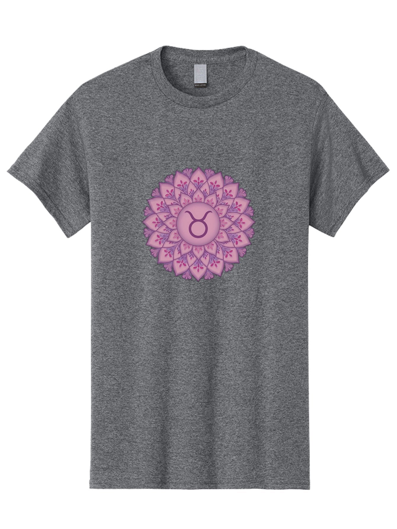 Taurus-Symbol-Mandala Men'S Graphic Tee, 100% Cotton, Comfortable Casual Summer Wear, Machine Washable, Taurus Symbol, Mandala Design, Floral Pattern, Purple Hues, Astrological Sign, Mystical Art, Zodiac Symbol, Spiritual Iconography, Bae304 5