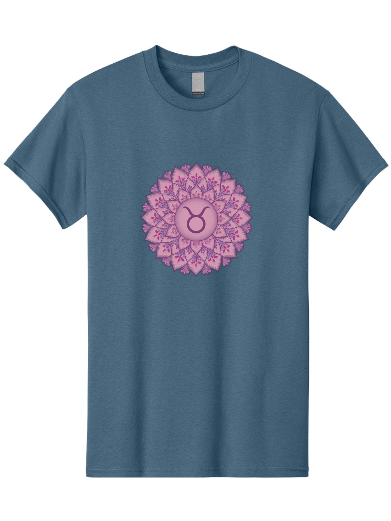 Taurus-Symbol-Mandala Men'S Graphic Tee, 100% Cotton, Comfortable Casual Summer Wear, Machine Washable, Taurus Symbol, Mandala Design, Floral Pattern, Purple Hues, Astrological Sign, Mystical Art, Zodiac Symbol, Spiritual Iconography, Bae304 12