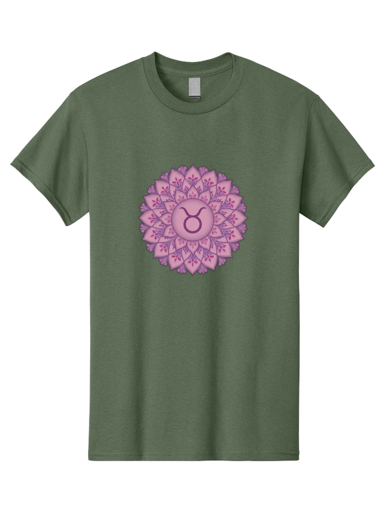 Taurus-Symbol-Mandala Men'S Graphic Tee, 100% Cotton, Comfortable Casual Summer Wear, Machine Washable, Taurus Symbol, Mandala Design, Floral Pattern, Purple Hues, Astrological Sign, Mystical Art, Zodiac Symbol, Spiritual Iconography, Bae304 4
