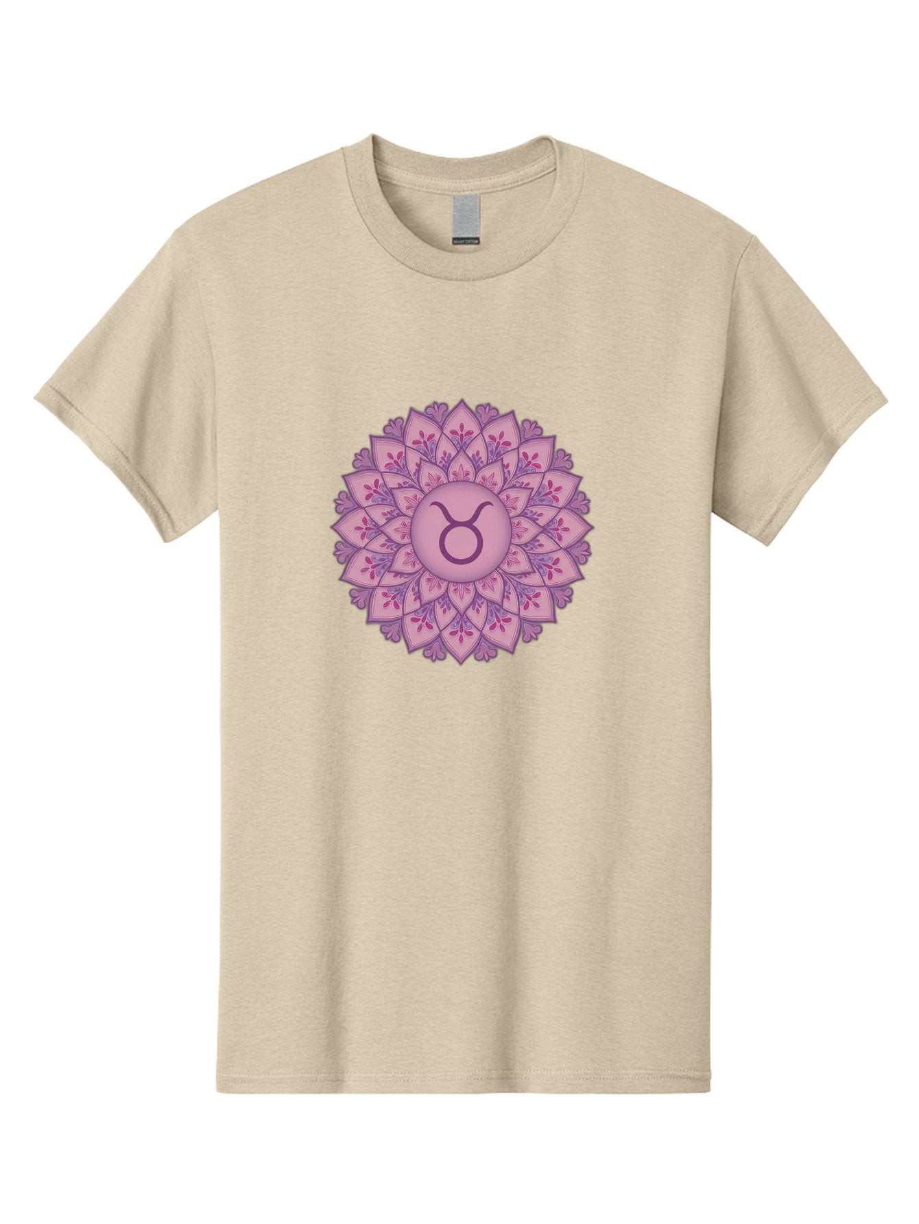 Taurus-Symbol-Mandala Men'S Graphic Tee, 100% Cotton, Comfortable Casual Summer Wear, Machine Washable, Taurus Symbol, Mandala Design, Floral Pattern, Purple Hues, Astrological Sign, Mystical Art, Zodiac Symbol, Spiritual Iconography, Bae304 15