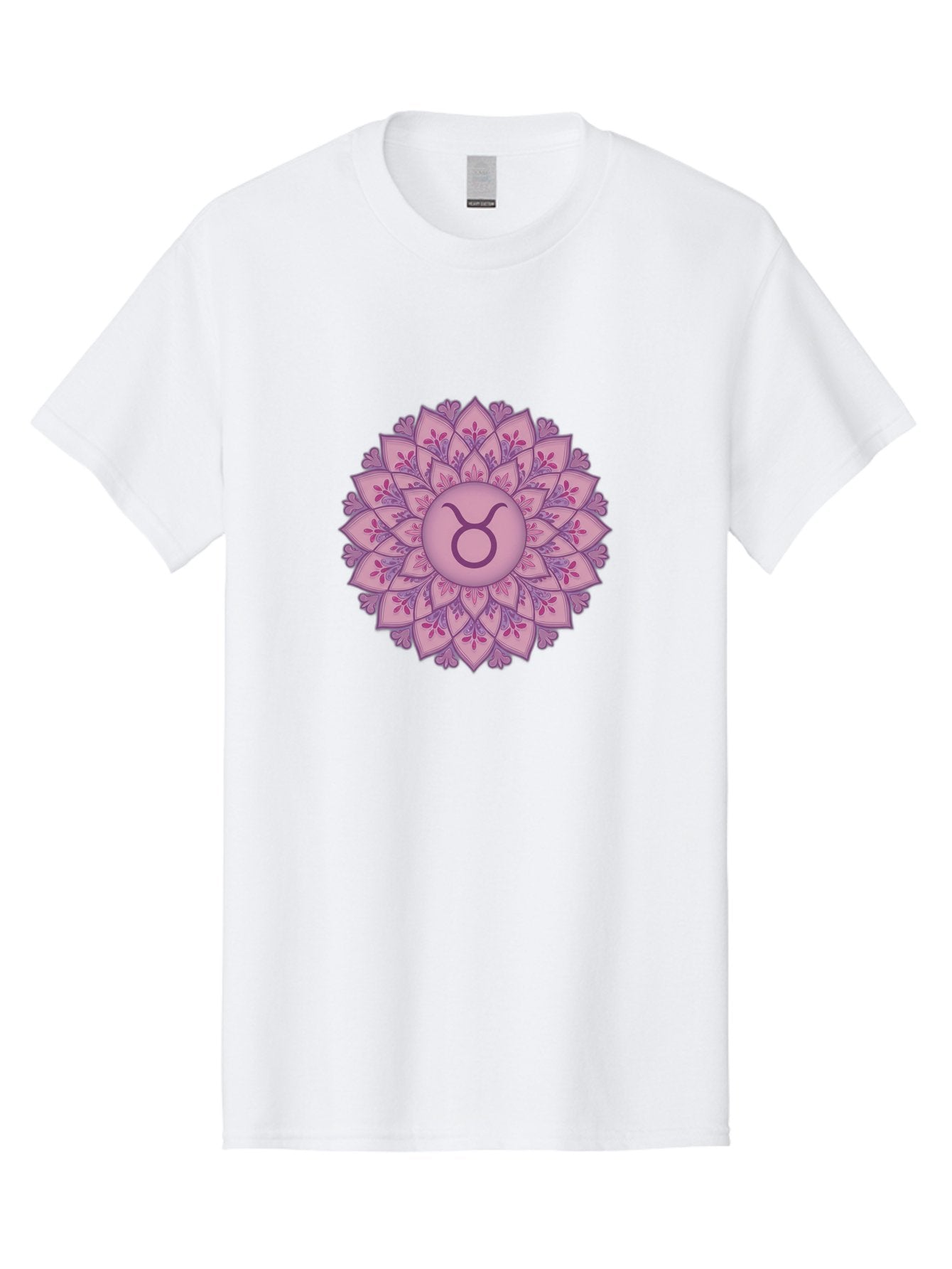 Taurus-Symbol-Mandala Men'S Graphic Tee, 100% Cotton, Comfortable Casual Summer Wear, Machine Washable, Taurus Symbol, Mandala Design, Floral Pattern, Purple Hues, Astrological Sign, Mystical Art, Zodiac Symbol, Spiritual Iconography, Bae304 9