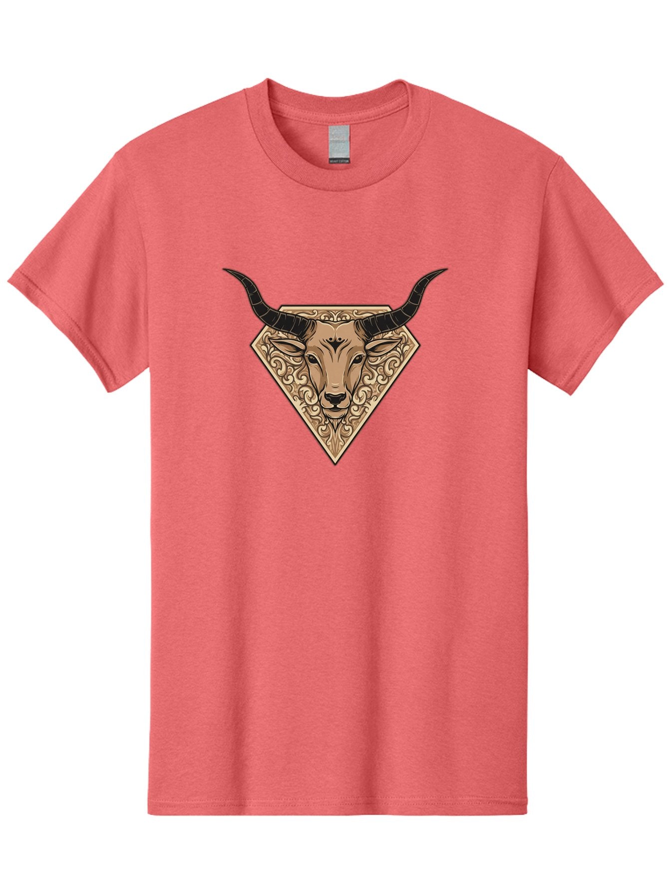 Taurus-Zodiac Men'S Graphic Tee, 100% Cotton, Comfortable Casual Summer Wear, Machine Washable, Taurus Bull, Zodiac Sign, Astrology Symbol, Bull Head, Ornate Design, Vintage Illustration, Esoteric Art, Horoscope Icon Bae305 5