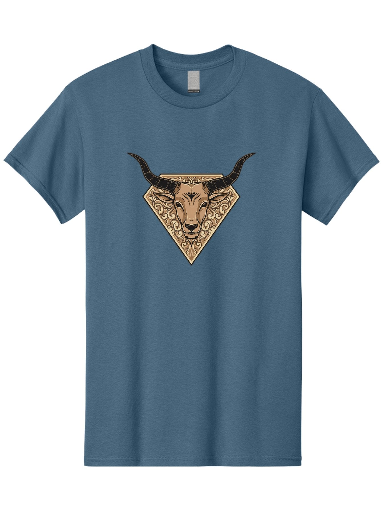 Taurus-Zodiac Men'S Graphic Tee, 100% Cotton, Comfortable Casual Summer Wear, Machine Washable, Taurus Bull, Zodiac Sign, Astrology Symbol, Bull Head, Ornate Design, Vintage Illustration, Esoteric Art, Horoscope Icon Bae305 4