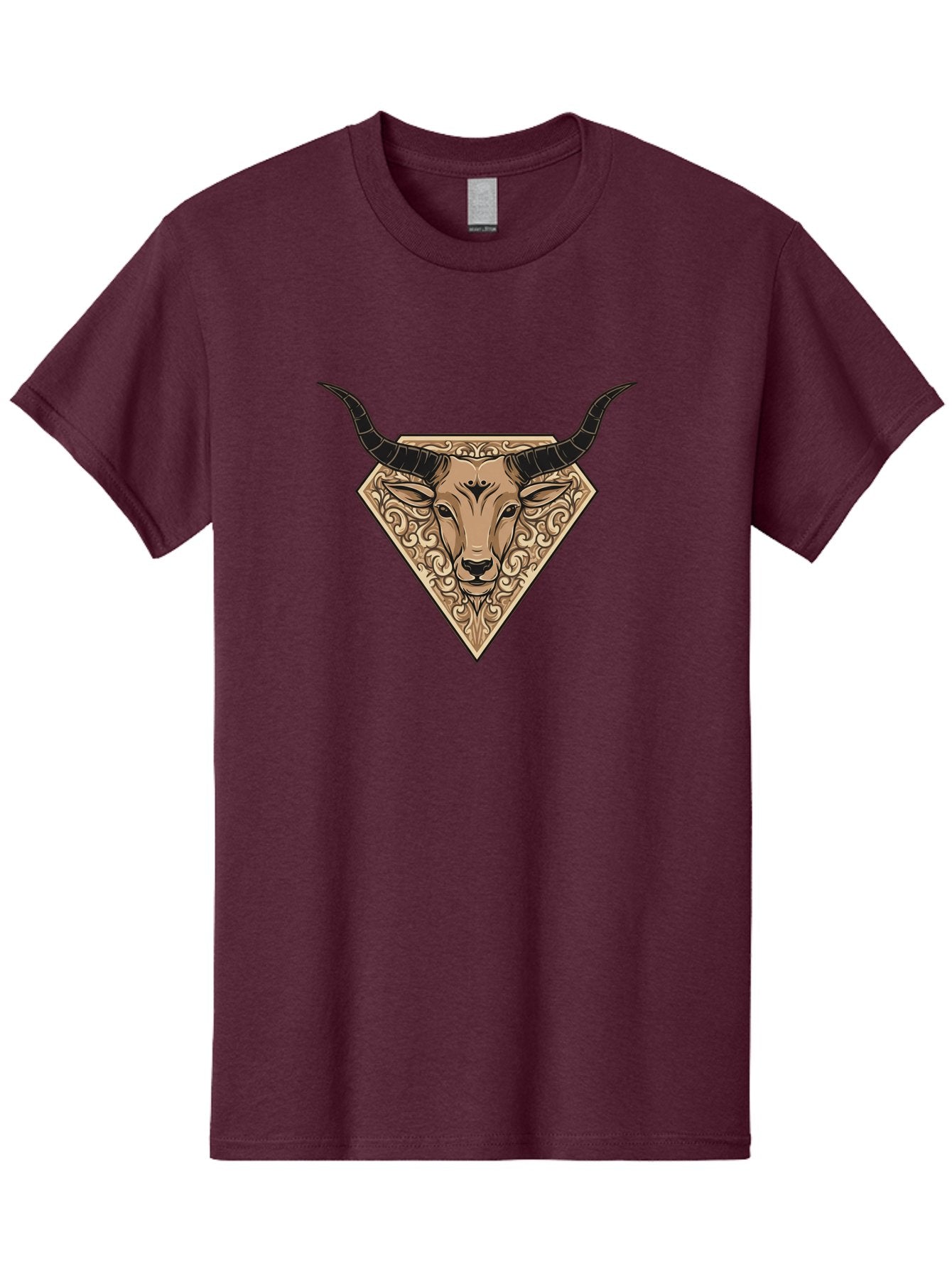 Taurus-Zodiac Men'S Graphic Tee, 100% Cotton, Comfortable Casual Summer Wear, Machine Washable, Taurus Bull, Zodiac Sign, Astrology Symbol, Bull Head, Ornate Design, Vintage Illustration, Esoteric Art, Horoscope Icon Bae305