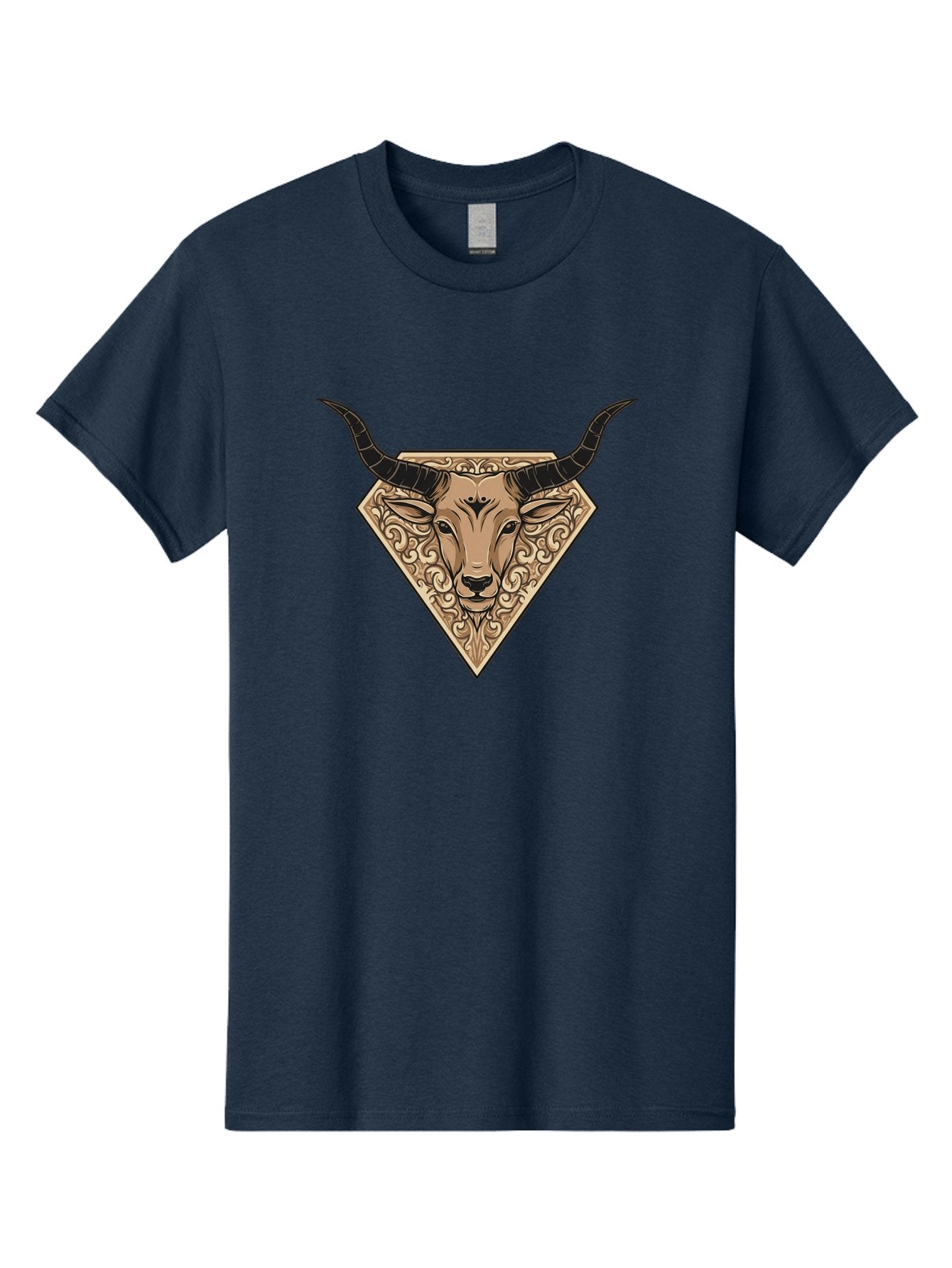 Taurus-Zodiac Men'S Graphic Tee, 100% Cotton, Comfortable Casual Summer Wear, Machine Washable, Taurus Bull, Zodiac Sign, Astrology Symbol, Bull Head, Ornate Design, Vintage Illustration, Esoteric Art, Horoscope Icon Bae305 3