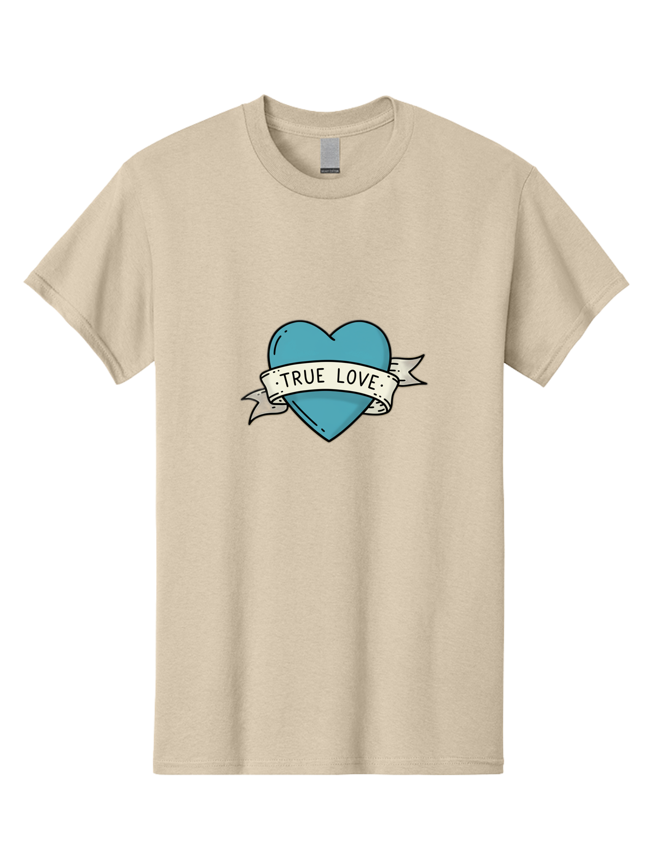 True-Love-1 Men'S Graphic Tee, 100% Cotton, Comfortable Casual Summer Wear, Machine Washable, Tattoo Heart Design, Blue Heart Illustration, True Love Symbol, Banner Wrapped Heart, Classic Tattoo Style, Simple Design Elements, Bae309 10