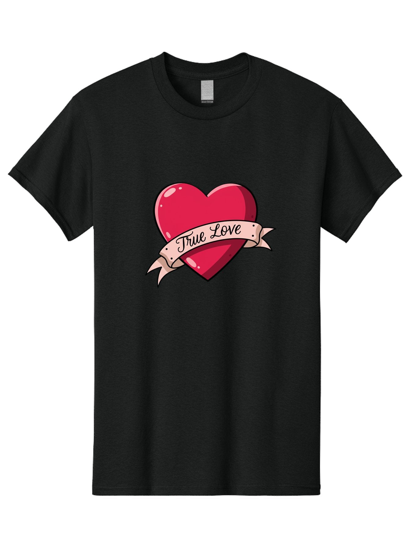 True-Love-2 Men'S Graphic Tee, 100% Cotton, Comfortable Casual Summer Wear, Machine Washable, Sweetheart Tattoo Design, Heart With Ribbon, True Love Phrase, Tattoo Art, Valentine Symbol, Love Heart Bae311 11
