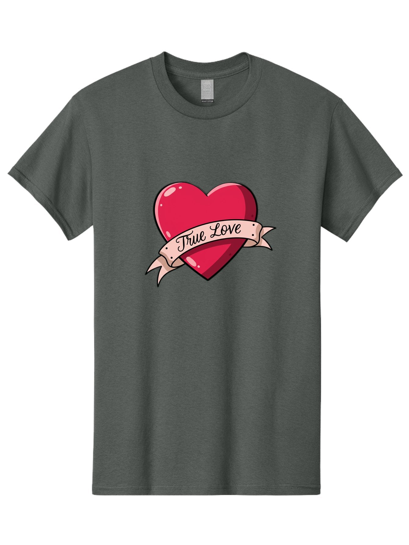True-Love-2 Men'S Graphic Tee, 100% Cotton, Comfortable Casual Summer Wear, Machine Washable, Sweetheart Tattoo Design, Heart With Ribbon, True Love Phrase, Tattoo Art, Valentine Symbol, Love Heart Bae311 8