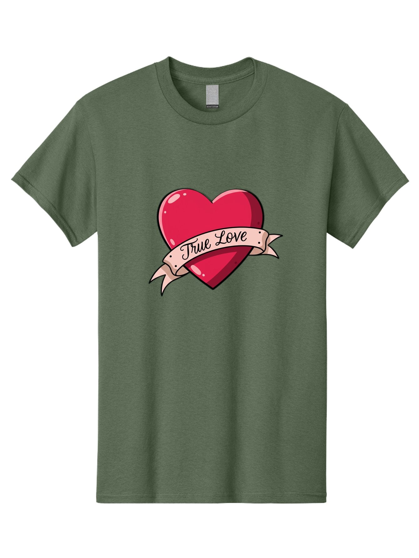 True-Love-2 Men'S Graphic Tee, 100% Cotton, Comfortable Casual Summer Wear, Machine Washable, Sweetheart Tattoo Design, Heart With Ribbon, True Love Phrase, Tattoo Art, Valentine Symbol, Love Heart Bae311 9