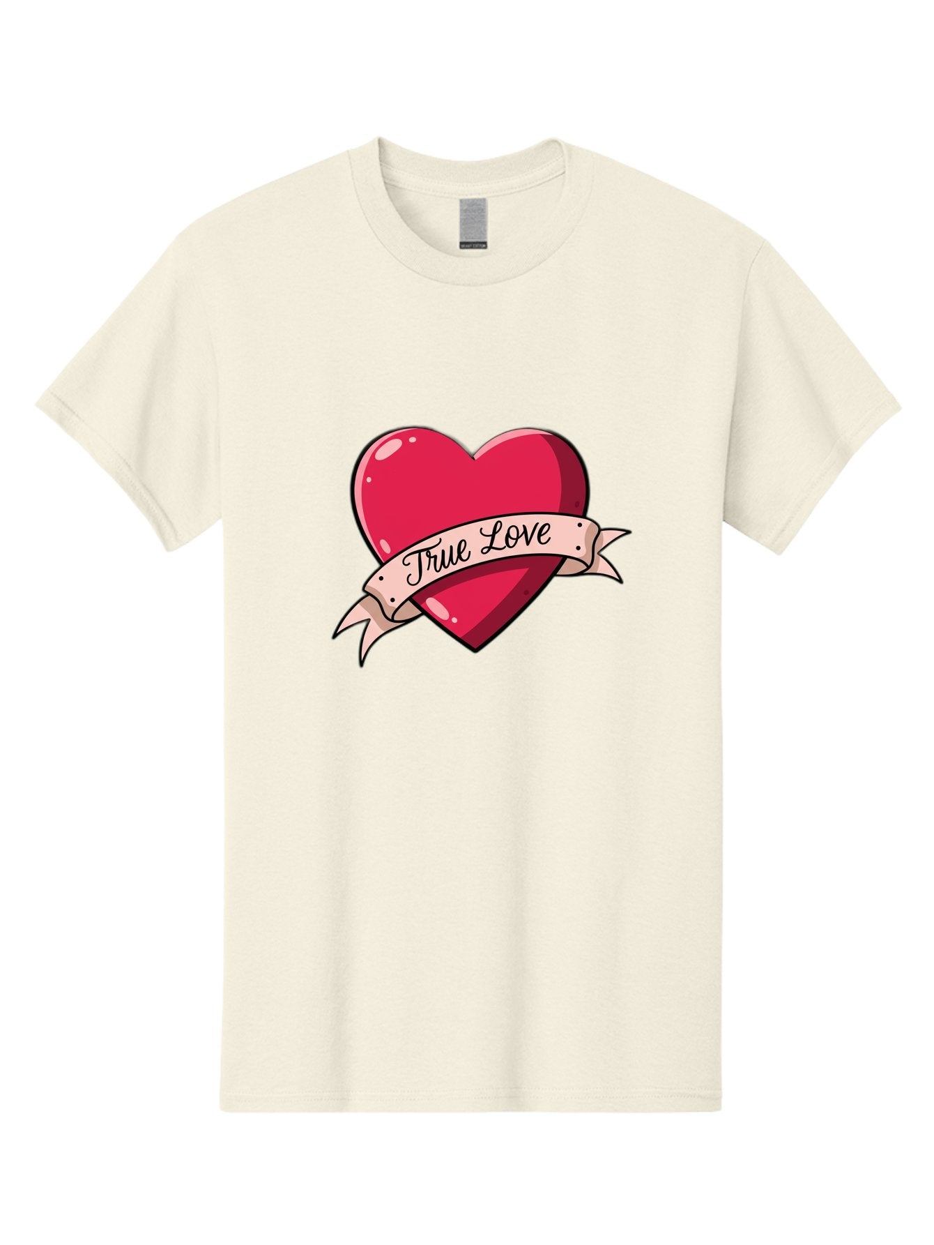 True-Love-2 Men'S Graphic Tee, 100% Cotton, Comfortable Casual Summer Wear, Machine Washable, Sweetheart Tattoo Design, Heart With Ribbon, True Love Phrase, Tattoo Art, Valentine Symbol, Love Heart Bae311 12