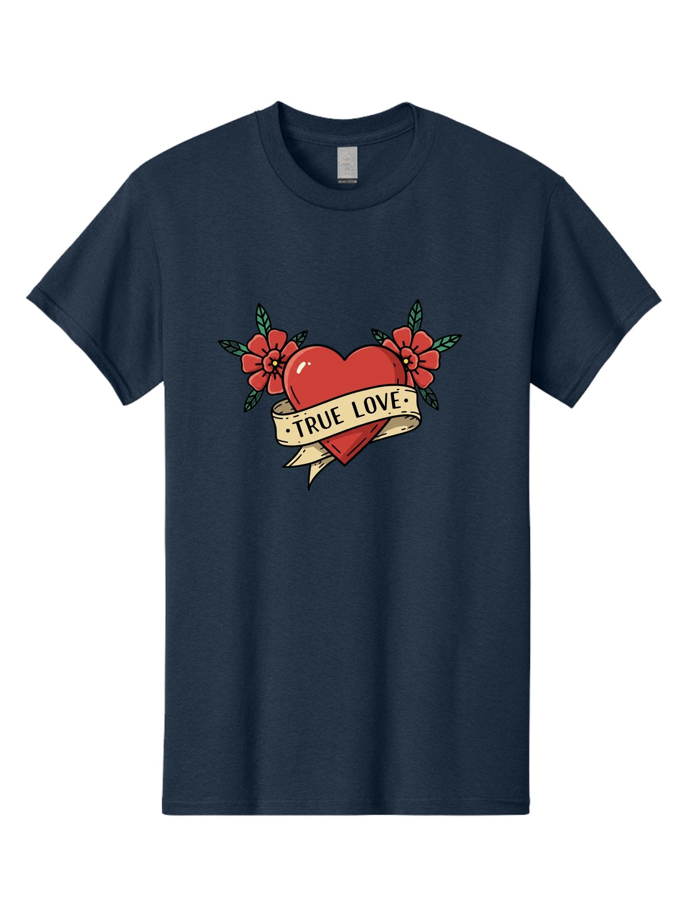 True-Love-4 Men'S Graphic Tee, 100% Cotton, Comfortable Casual Summer Wear, Machine Washable, Red Heart, True Love, Vintage Tattoo, Floral Design, Red Flowers, Love Symbol, Classic Tattoo Art, Heart With Ribbon, Retro Style Bae313 14