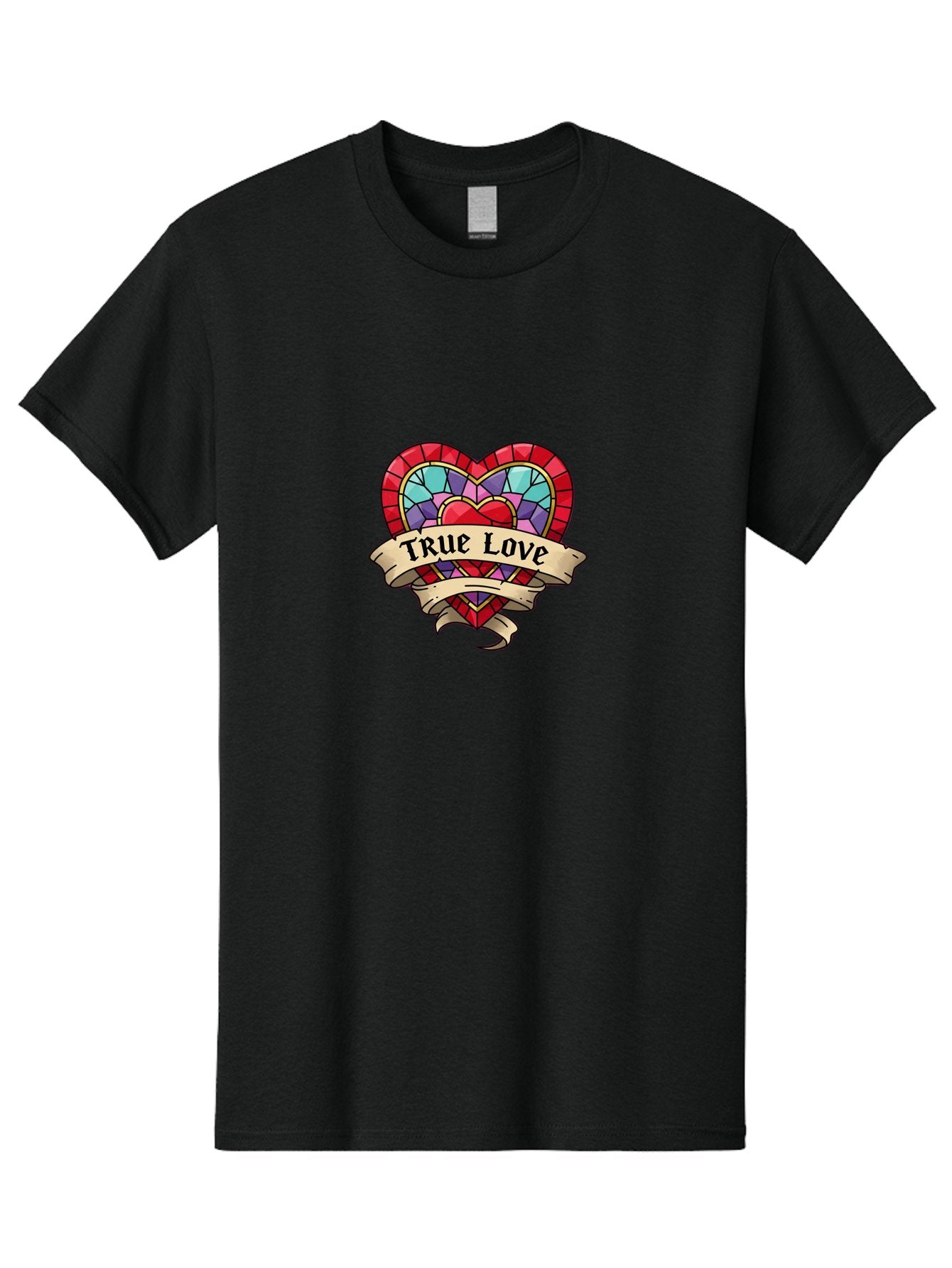 True-Love-5 Men'S Graphic Tee, 100% Cotton, Comfortable Casual Summer Wear, Machine Washable, Tattoo Style Heart, Stained Glass Heart, True Love, Valentine'S Day, Love Symbol, Heart Shaped, Romantic Gesture, Colorful Heart, Vintage Love Bae314 14