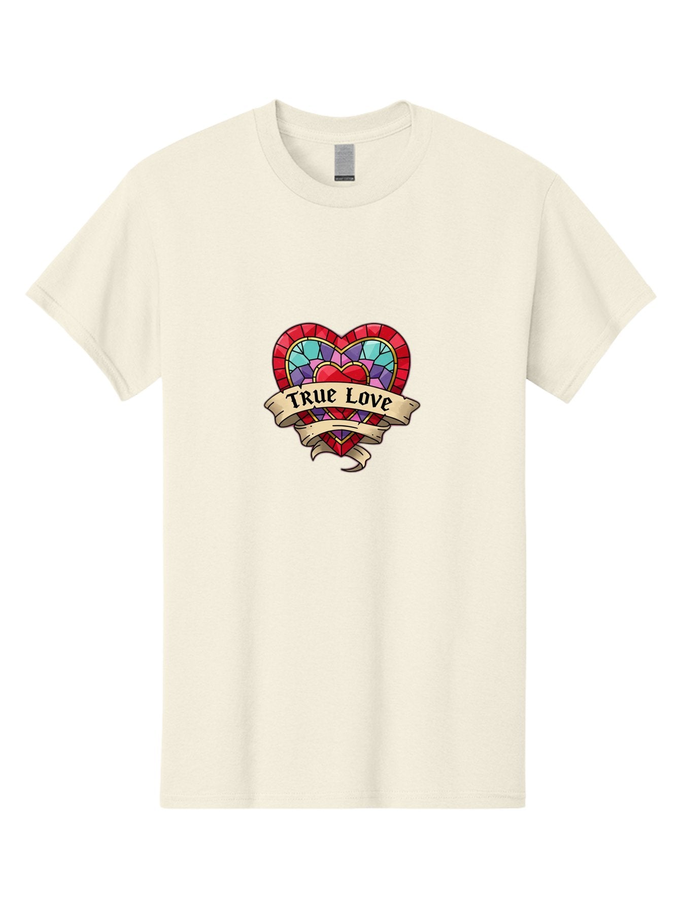 True-Love-5 Men'S Graphic Tee, 100% Cotton, Comfortable Casual Summer Wear, Machine Washable, Tattoo Style Heart, Stained Glass Heart, True Love, Valentine'S Day, Love Symbol, Heart Shaped, Romantic Gesture, Colorful Heart, Vintage Love Bae314 10