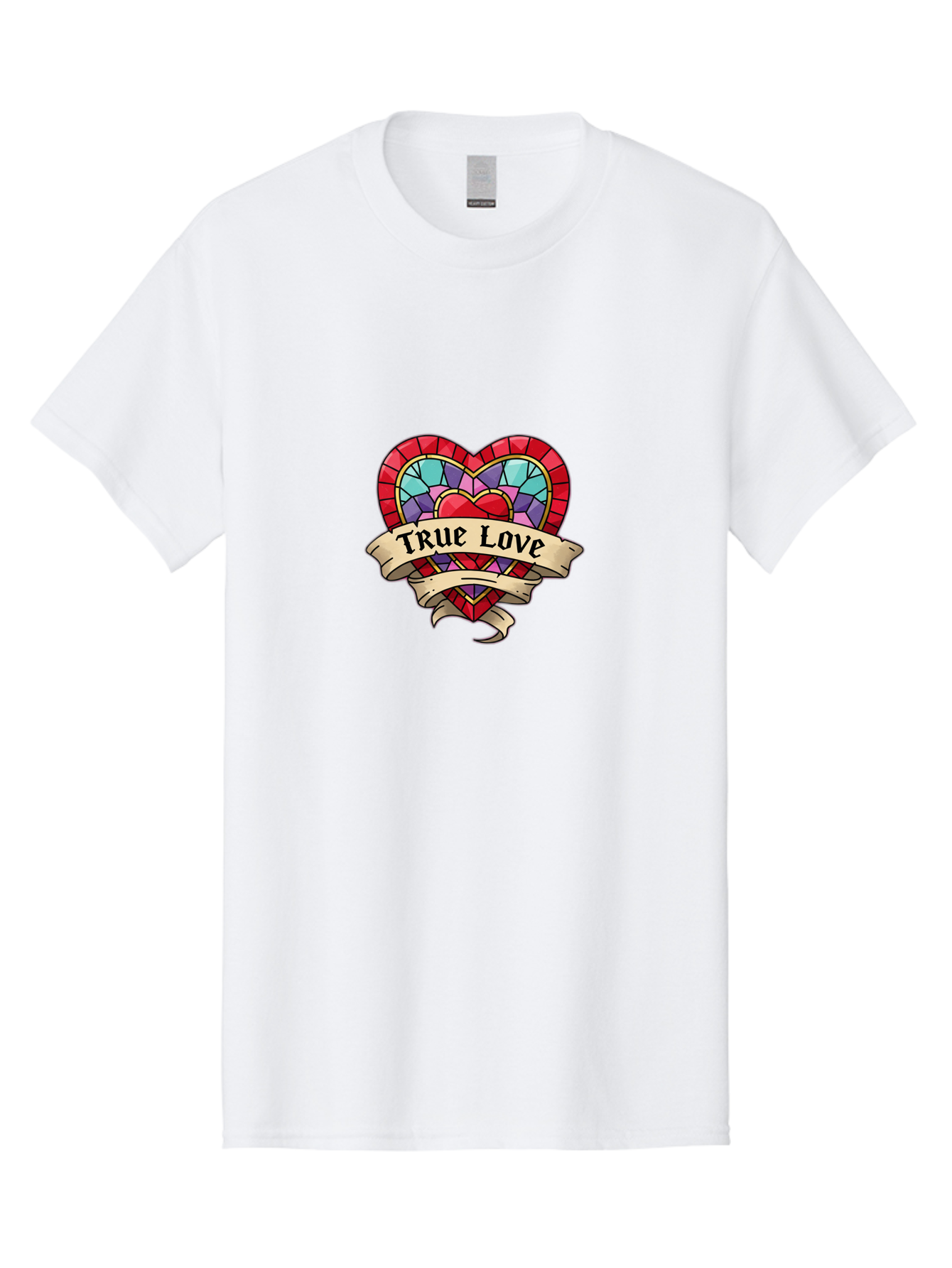 True-Love-5 Men'S Graphic Tee, 100% Cotton, Comfortable Casual Summer Wear, Machine Washable, Tattoo Style Heart, Stained Glass Heart, True Love, Valentine'S Day, Love Symbol, Heart Shaped, Romantic Gesture, Colorful Heart, Vintage Love Bae314 10