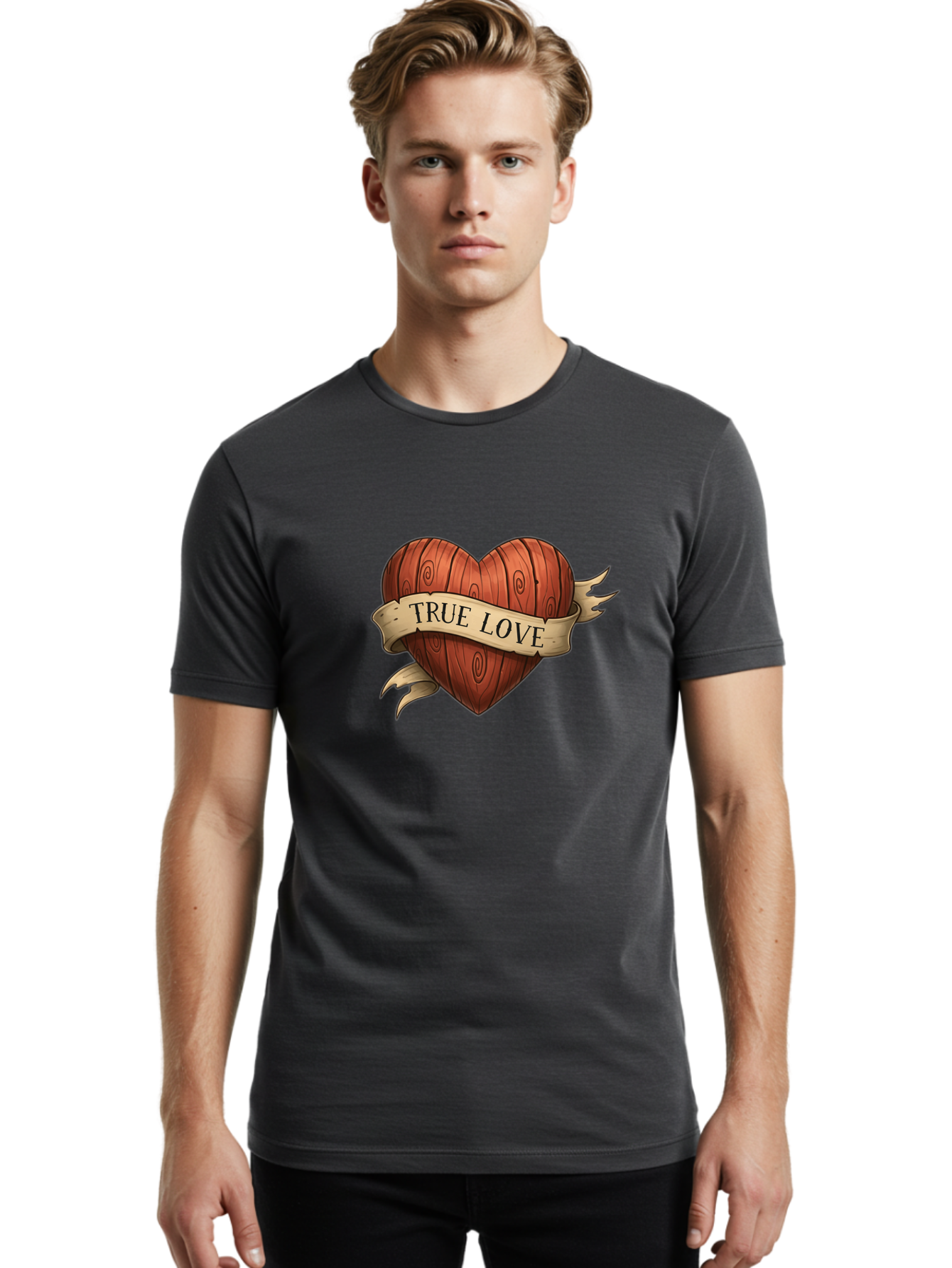 True-Love-6 Men'S Graphic Tee, 100% Cotton, Comfortable Casual Summer Wear, Machine Washable, Wooden Heart, Vintage Love, True Love, Tattoo Art, Classic Symbol, Traditional Design, Romantic Gesture, Wooden Texture, Heart Shape, Nostalgic Feel, Bae315 29