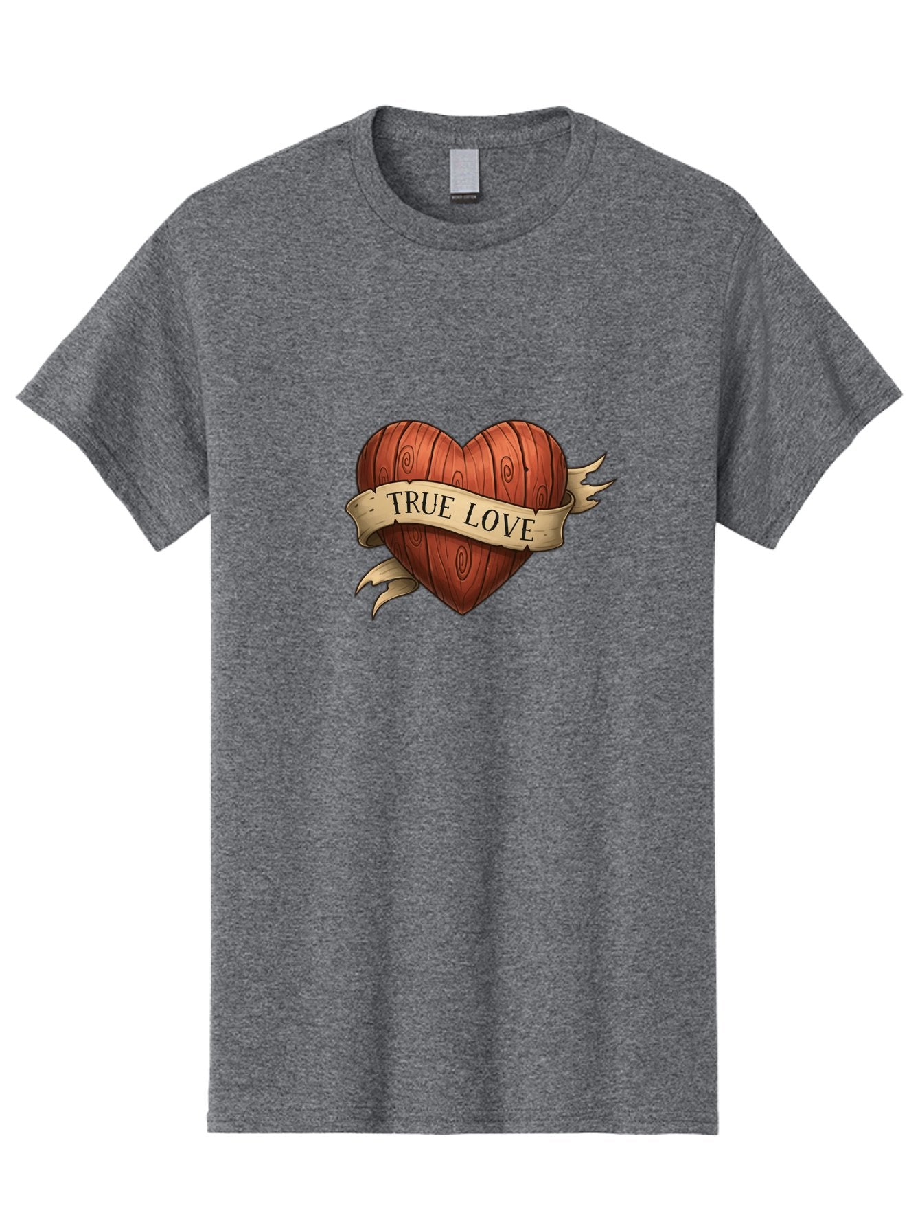 True-Love-6 Men'S Graphic Tee, 100% Cotton, Comfortable Casual Summer Wear, Machine Washable, Wooden Heart, Vintage Love, True Love, Tattoo Art, Classic Symbol, Traditional Design, Romantic Gesture, Wooden Texture, Heart Shape, Nostalgic Feel, Bae315 6