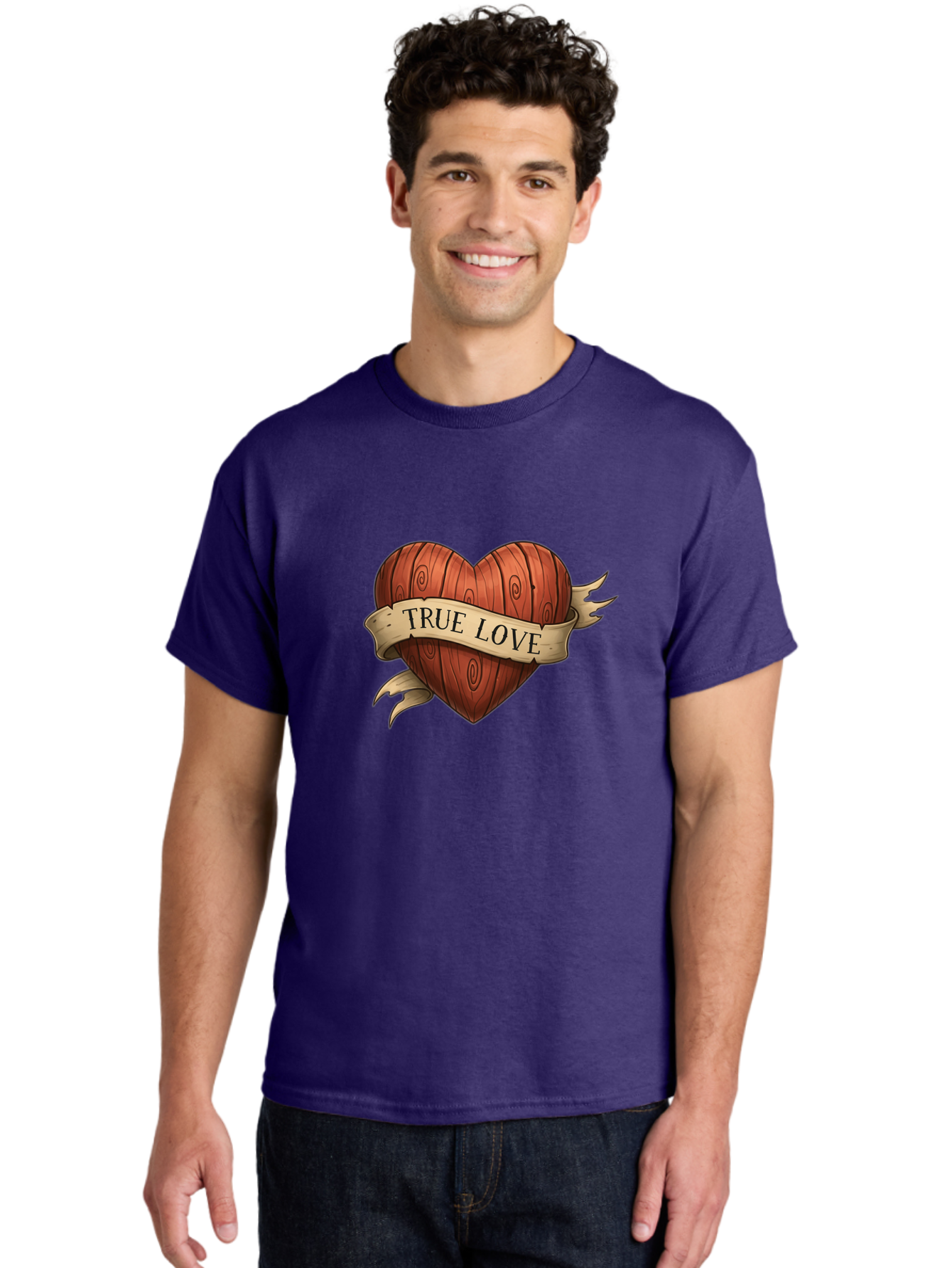 True-Love-6 Men'S Graphic Tee, 100% Cotton, Comfortable Casual Summer Wear, Machine Washable, Wooden Heart, Vintage Love, True Love, Tattoo Art, Classic Symbol, Traditional Design, Romantic Gesture, Wooden Texture, Heart Shape, Nostalgic Feel, Bae315 25