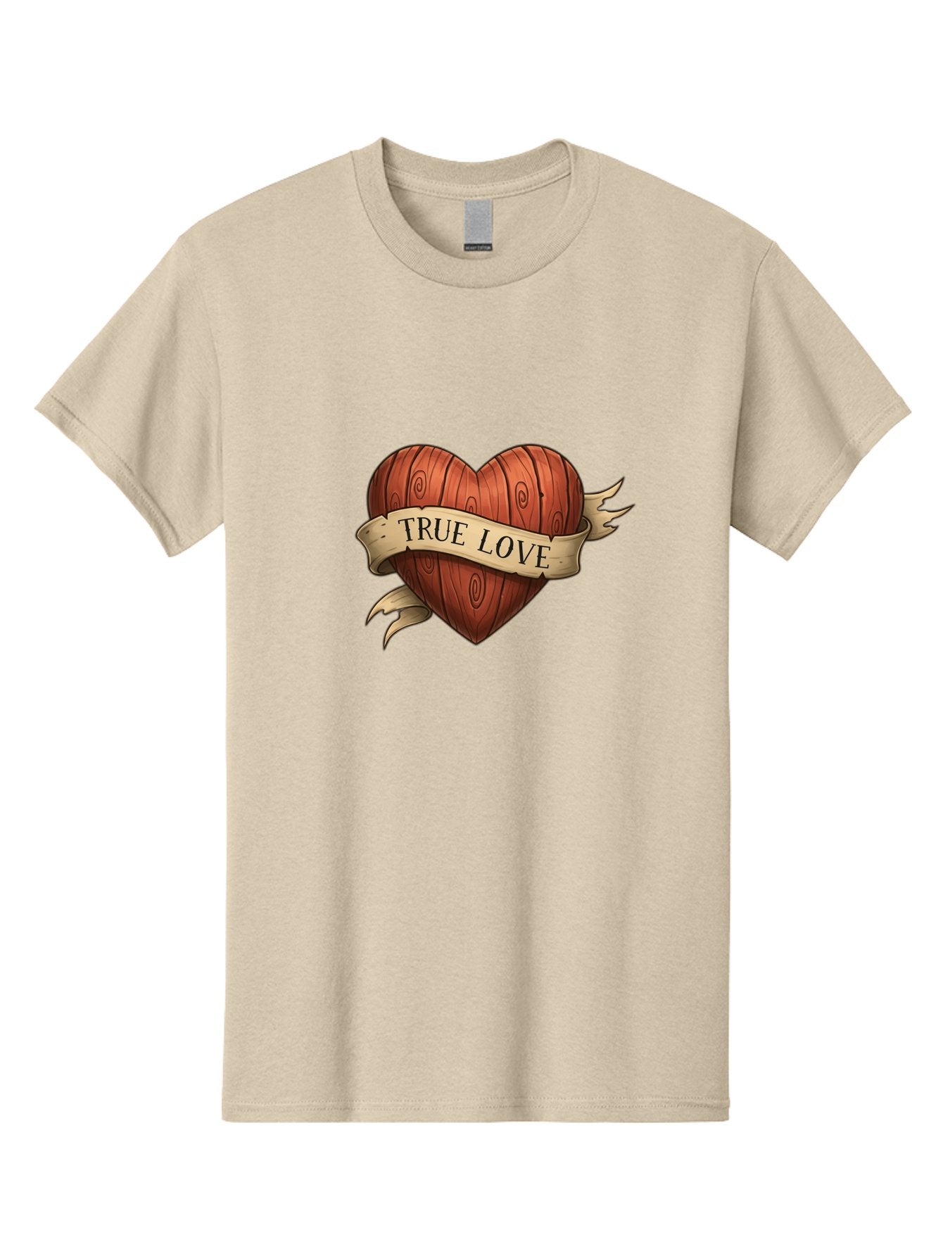 True-Love-6 Men'S Graphic Tee, 100% Cotton, Comfortable Casual Summer Wear, Machine Washable, Wooden Heart, Vintage Love, True Love, Tattoo Art, Classic Symbol, Traditional Design, Romantic Gesture, Wooden Texture, Heart Shape, Nostalgic Feel, Bae315