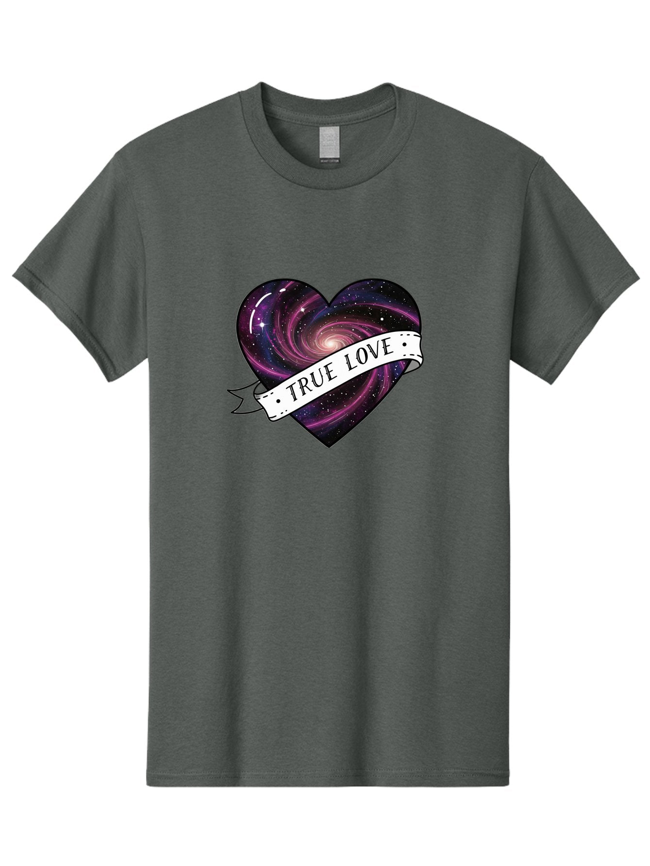 True-Love-7 Men'S Graphic Tee, 100% Cotton, Comfortable Casual Summer Wear, Machine Washable, Galaxy Heart, Cosmic Love, Purple Galaxy, Heart Shape, Stars And Planets, Romantic Symbol, True Love, Space-Inspired Art, Celestial Design, Bae316 3