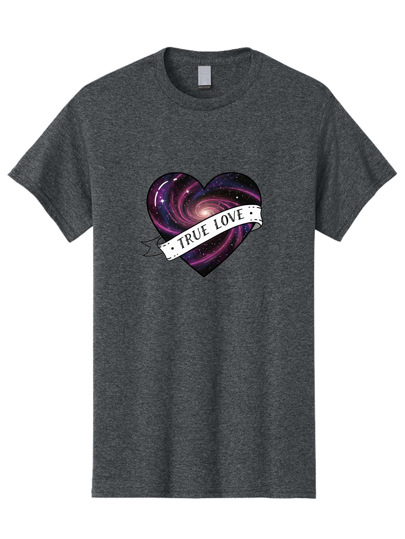 True-Love-7 Men'S Graphic Tee, 100% Cotton, Comfortable Casual Summer Wear, Machine Washable, Galaxy Heart, Cosmic Love, Purple Galaxy, Heart Shape, Stars And Planets, Romantic Symbol, True Love, Space-Inspired Art, Celestial Design, Bae316 12