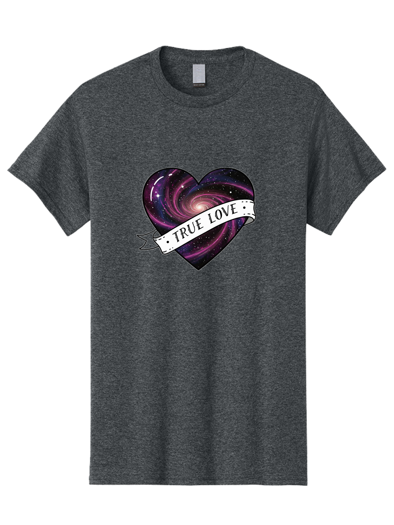 True-Love-7 Men'S Graphic Tee, 100% Cotton, Comfortable Casual Summer Wear, Machine Washable, Galaxy Heart, Cosmic Love, Purple Galaxy, Heart Shape, Stars And Planets, Romantic Symbol, True Love, Space-Inspired Art, Celestial Design, Bae316 3