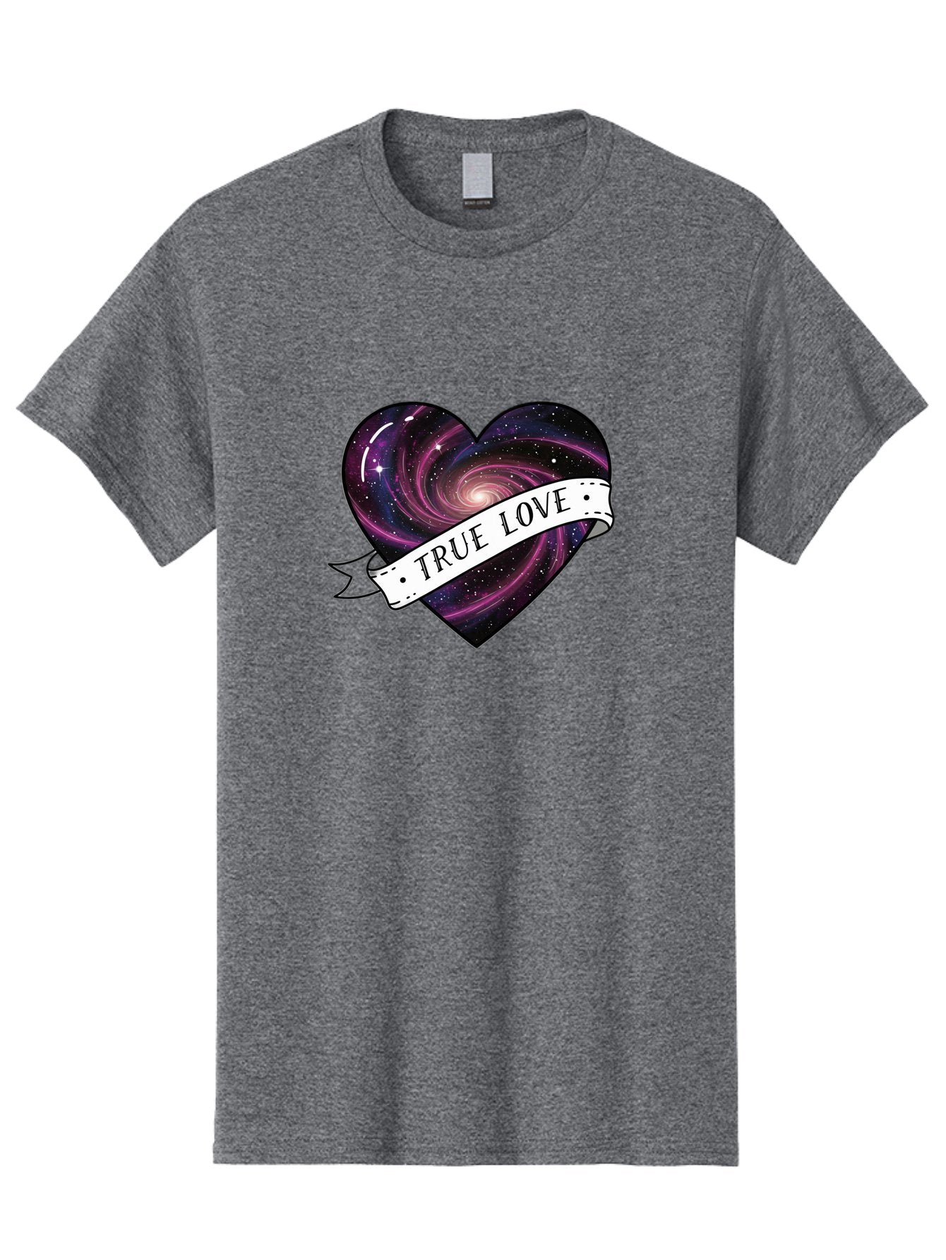 True-Love-7 Men'S Graphic Tee, 100% Cotton, Comfortable Casual Summer Wear, Machine Washable, Galaxy Heart, Cosmic Love, Purple Galaxy, Heart Shape, Stars And Planets, Romantic Symbol, True Love, Space-Inspired Art, Celestial Design, Bae316 14