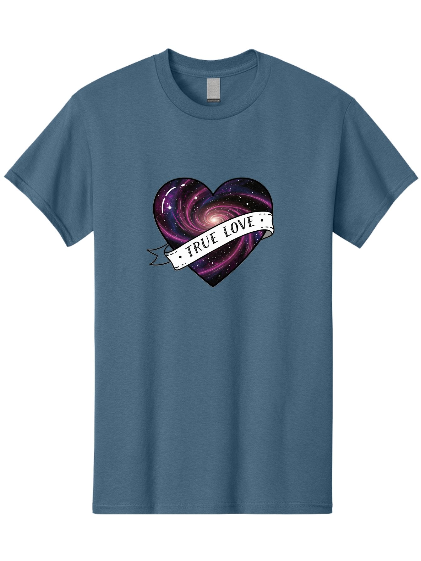 True-Love-7 Men'S Graphic Tee, 100% Cotton, Comfortable Casual Summer Wear, Machine Washable, Galaxy Heart, Cosmic Love, Purple Galaxy, Heart Shape, Stars And Planets, Romantic Symbol, True Love, Space-Inspired Art, Celestial Design, Bae316 4