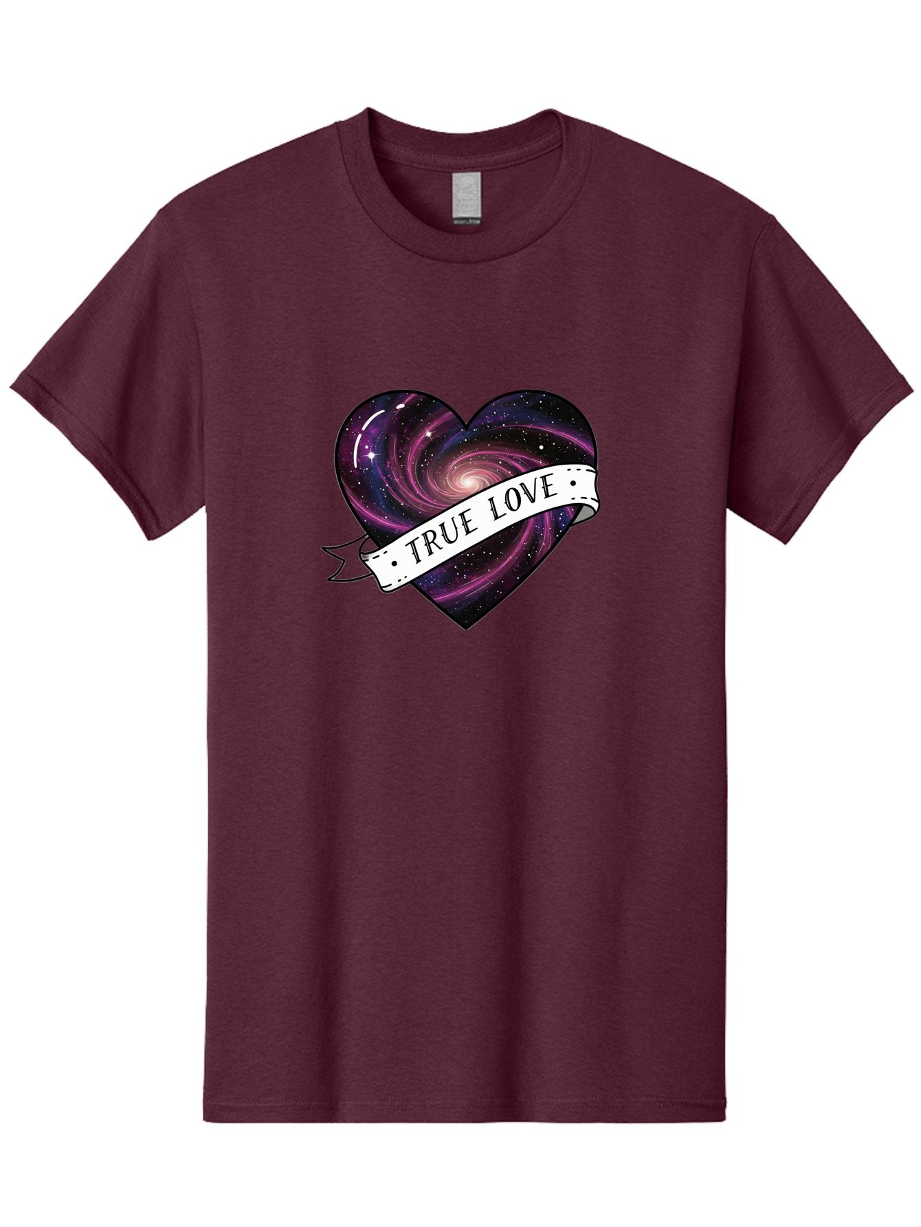True-Love-7 Men'S Graphic Tee, 100% Cotton, Comfortable Casual Summer Wear, Machine Washable, Galaxy Heart, Cosmic Love, Purple Galaxy, Heart Shape, Stars And Planets, Romantic Symbol, True Love, Space-Inspired Art, Celestial Design, Bae316 8