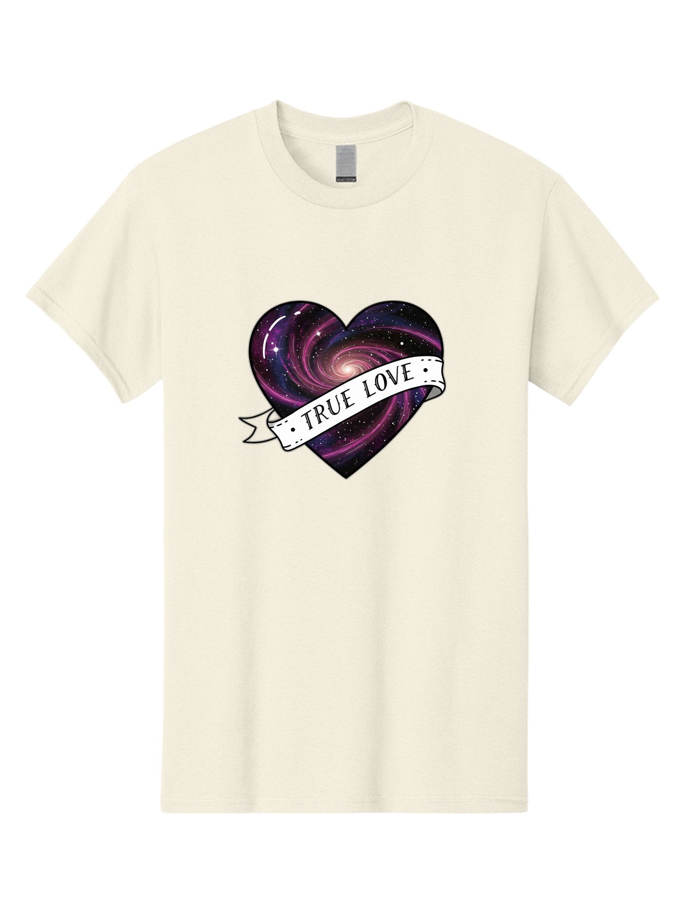 True-Love-7 Men'S Graphic Tee, 100% Cotton, Comfortable Casual Summer Wear, Machine Washable, Galaxy Heart, Cosmic Love, Purple Galaxy, Heart Shape, Stars And Planets, Romantic Symbol, True Love, Space-Inspired Art, Celestial Design, Bae316 7