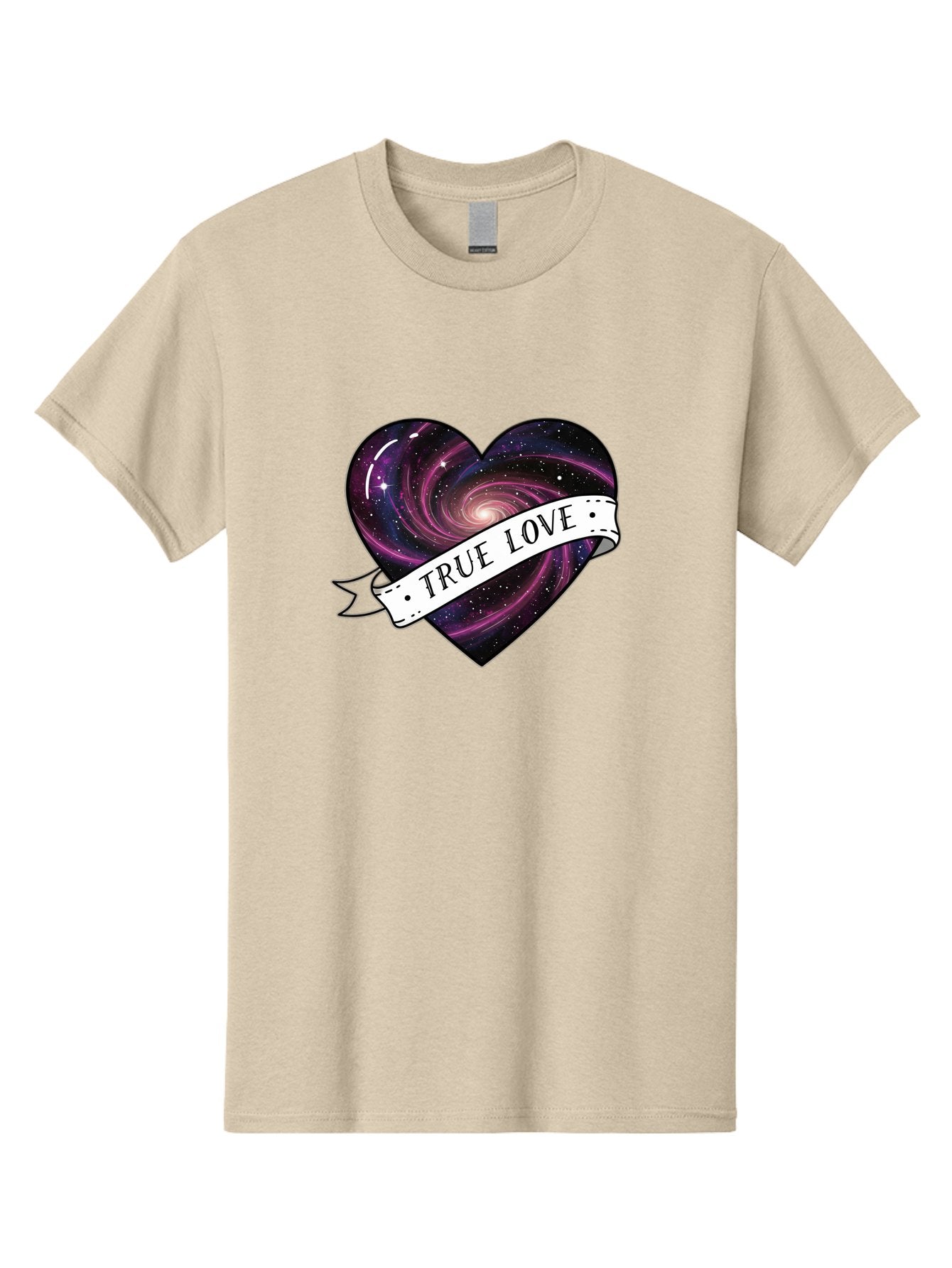 True-Love-7 Men'S Graphic Tee, 100% Cotton, Comfortable Casual Summer Wear, Machine Washable, Galaxy Heart, Cosmic Love, Purple Galaxy, Heart Shape, Stars And Planets, Romantic Symbol, True Love, Space-Inspired Art, Celestial Design, Bae316 15