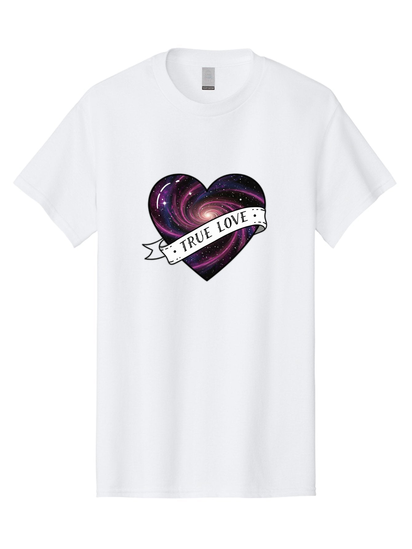 True-Love-7 Men'S Graphic Tee, 100% Cotton, Comfortable Casual Summer Wear, Machine Washable, Galaxy Heart, Cosmic Love, Purple Galaxy, Heart Shape, Stars And Planets, Romantic Symbol, True Love, Space-Inspired Art, Celestial Design, Bae316 5