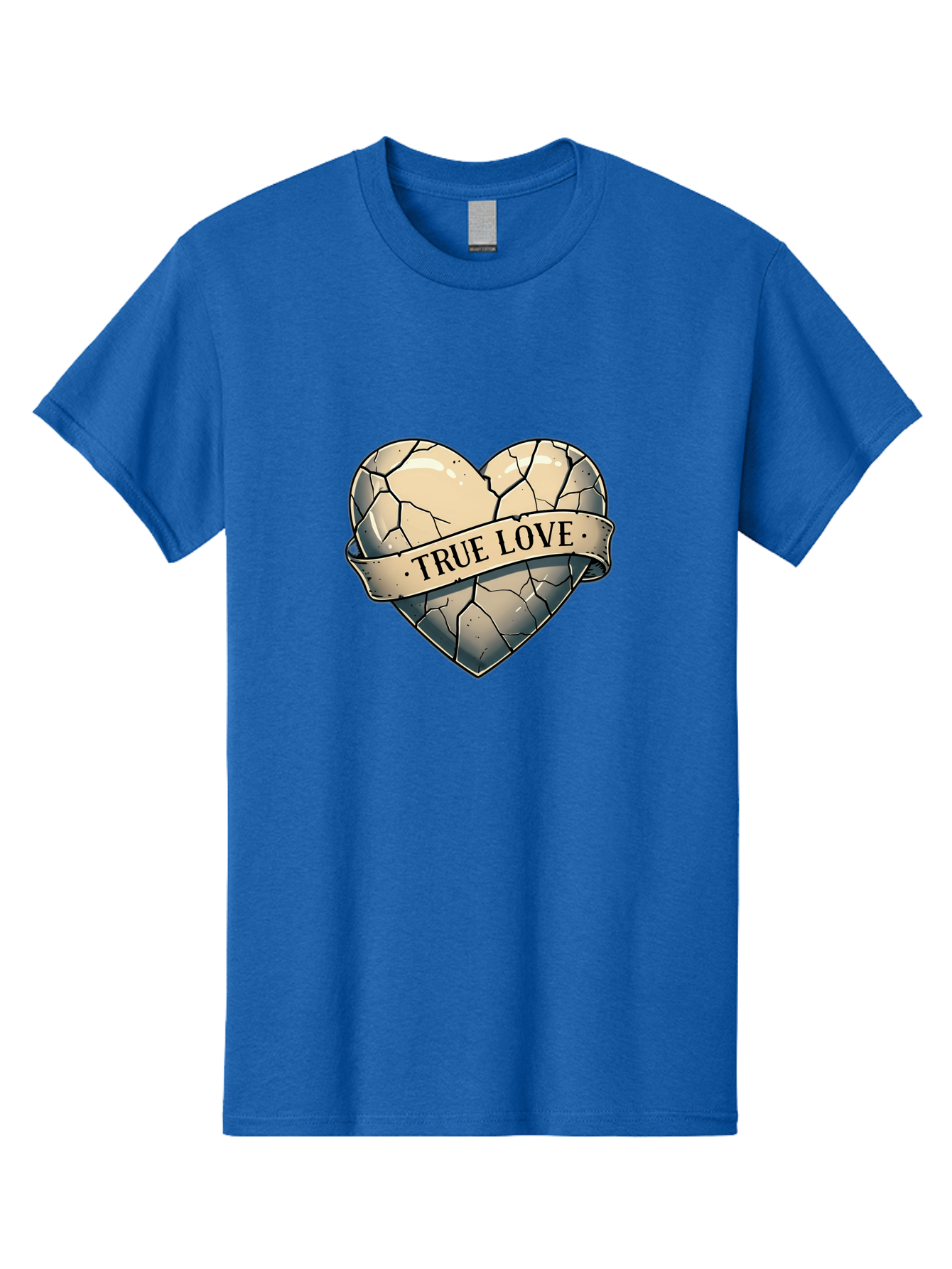 True-Love-8 Men'S Graphic Tee, 100% Cotton, Comfortable Casual Summer Wear, Machine Washable, Cracked Heart, True Love Banner, Vintage Design, Distressed Texture, Heart Symbol, Love Theme, Tattoo Style, Black And White Illustration Bae317 7