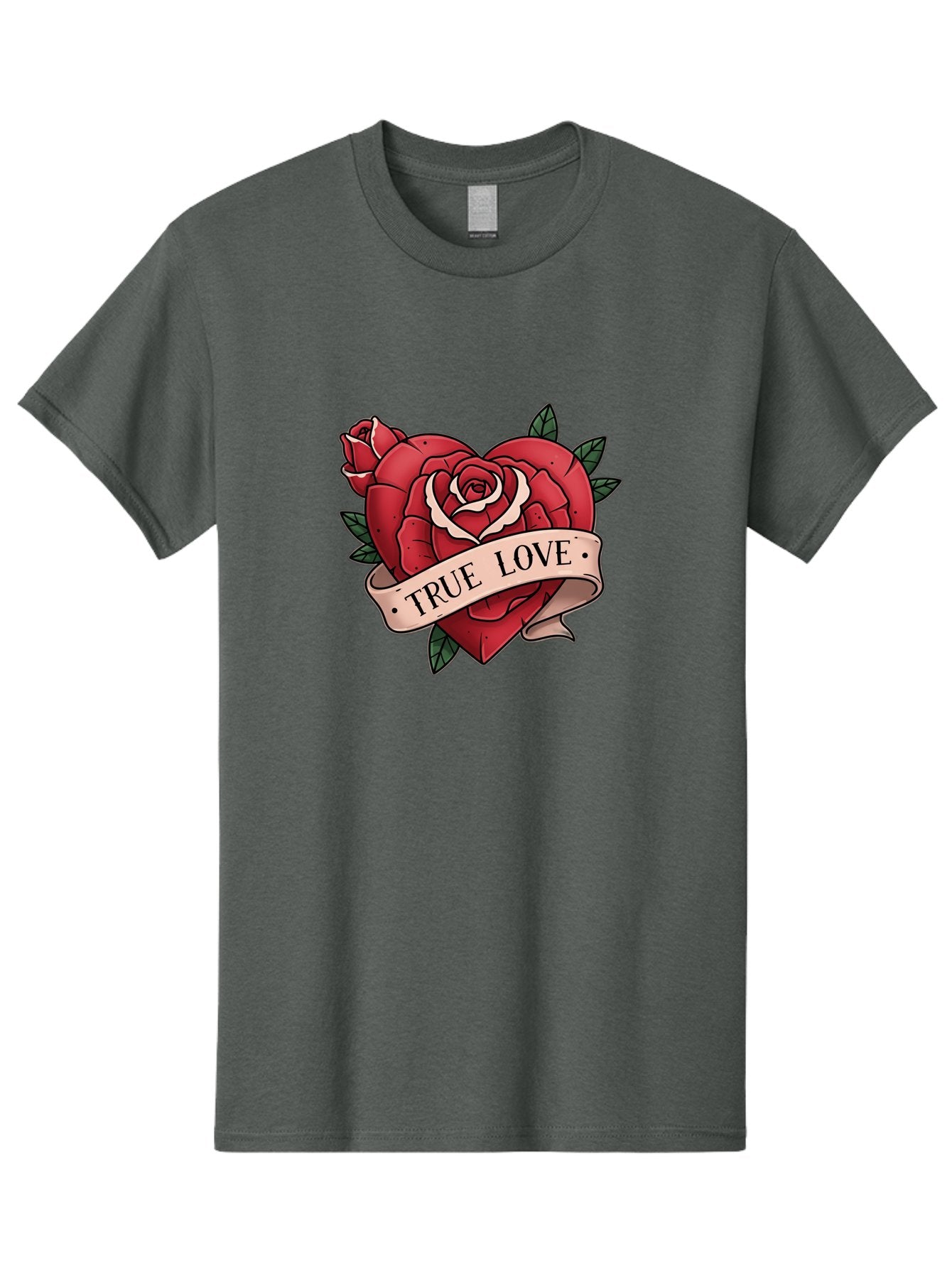 True-Love-9 Men'S Graphic Tee, 100% Cotton, Comfortable Casual Summer Wear, Machine Washable, Red Roses, True Love Banner, Vintage Tattoo Style, Symbolic Love, Classic Romance, Elegant Design, Beautiful Flowers, Floral Art Bae318 10