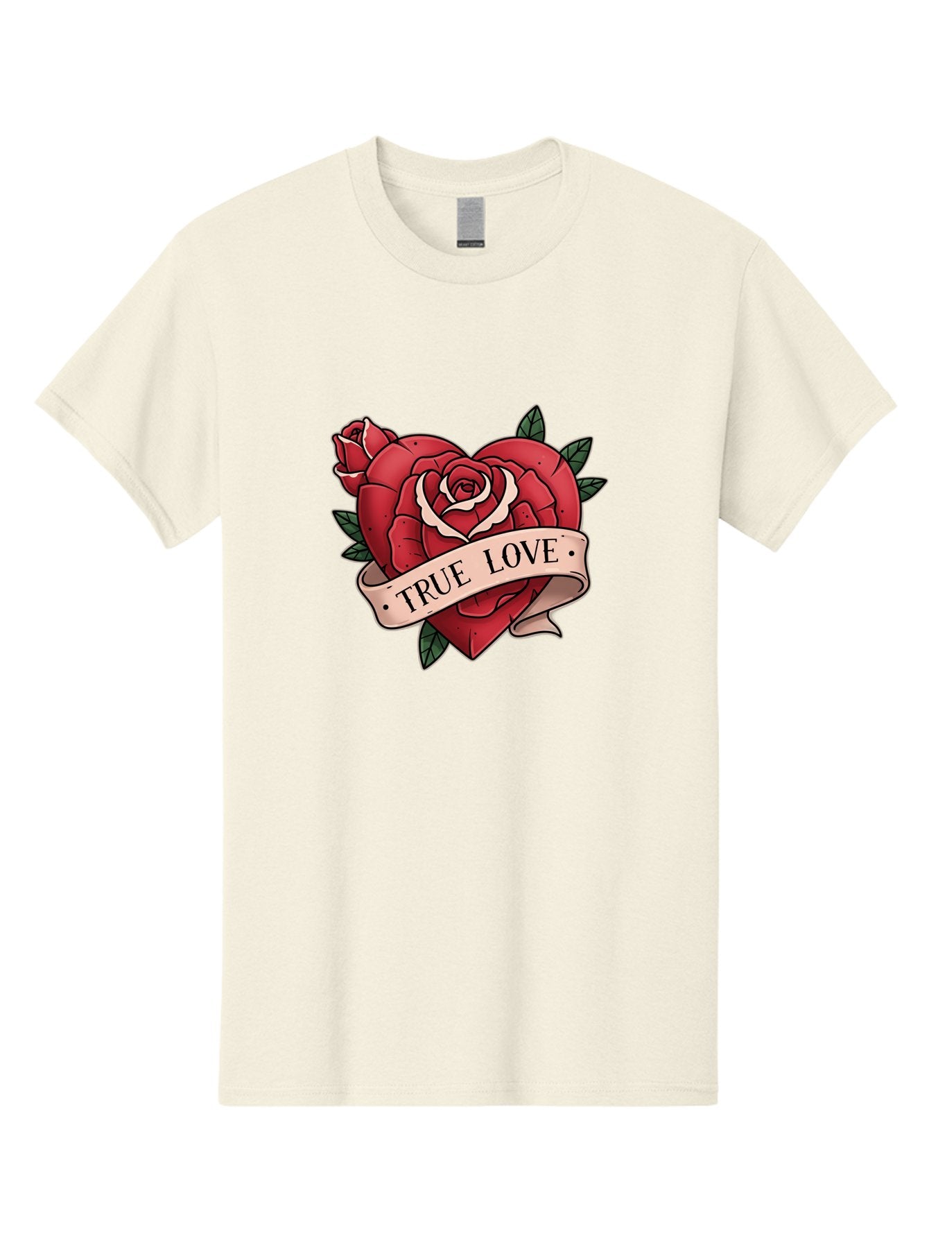 True-Love-9 Men'S Graphic Tee, 100% Cotton, Comfortable Casual Summer Wear, Machine Washable, Red Roses, True Love Banner, Vintage Tattoo Style, Symbolic Love, Classic Romance, Elegant Design, Beautiful Flowers, Floral Art Bae318 11