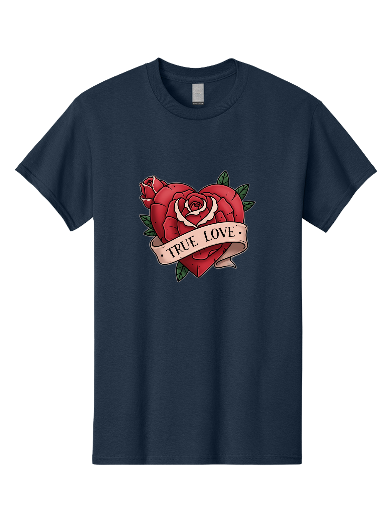 True-Love-9 Men'S Graphic Tee, 100% Cotton, Comfortable Casual Summer Wear, Machine Washable, Red Roses, True Love Banner, Vintage Tattoo Style, Symbolic Love, Classic Romance, Elegant Design, Beautiful Flowers, Floral Art Bae318 8