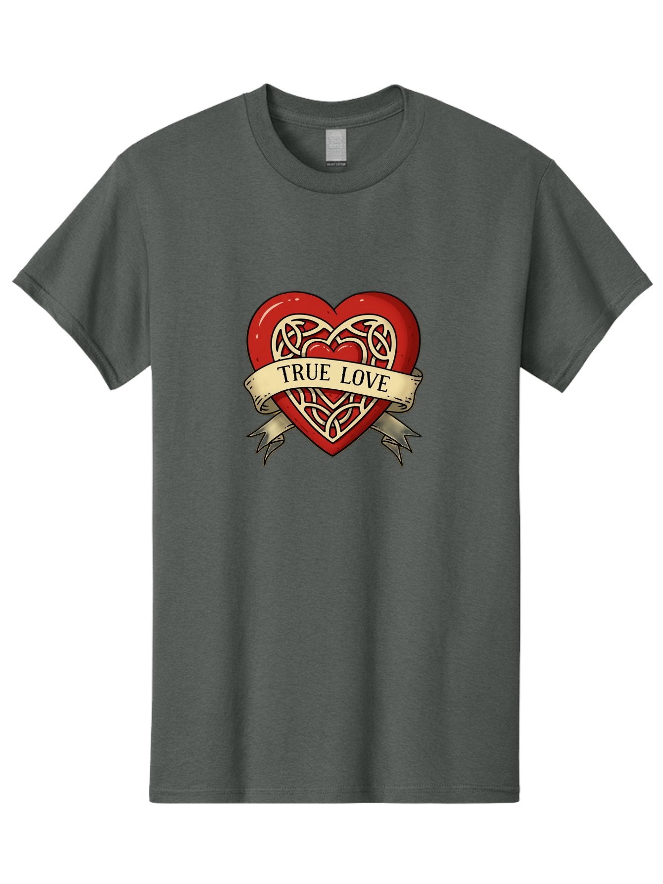 True-Love-Heart-1 Men'S Graphic Tee, 100% Cotton, Comfortable Casual Summer Wear, Machine Washable, Red Heart, Celtic Knotwork Design, True Love, Vintage Banner, Romantic Symbol, Tattoo Art, Love Theme, Heart Shape, Classic Design, Love Symbol Bae319 7