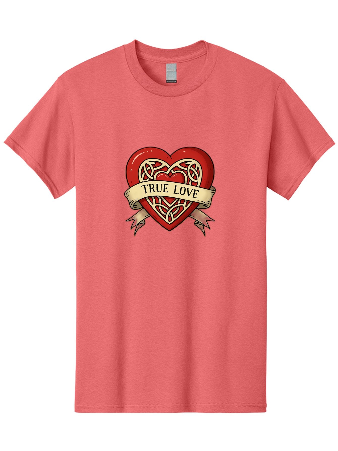True-Love-Heart-1 Men'S Graphic Tee, 100% Cotton, Comfortable Casual Summer Wear, Machine Washable, Red Heart, Celtic Knotwork Design, True Love, Vintage Banner, Romantic Symbol, Tattoo Art, Love Theme, Heart Shape, Classic Design, Love Symbol Bae319 9