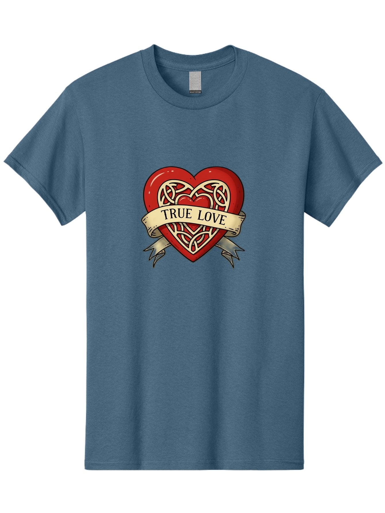 True-Love-Heart-1 Men'S Graphic Tee, 100% Cotton, Comfortable Casual Summer Wear, Machine Washable, Red Heart, Celtic Knotwork Design, True Love, Vintage Banner, Romantic Symbol, Tattoo Art, Love Theme, Heart Shape, Classic Design, Love Symbol Bae319 14