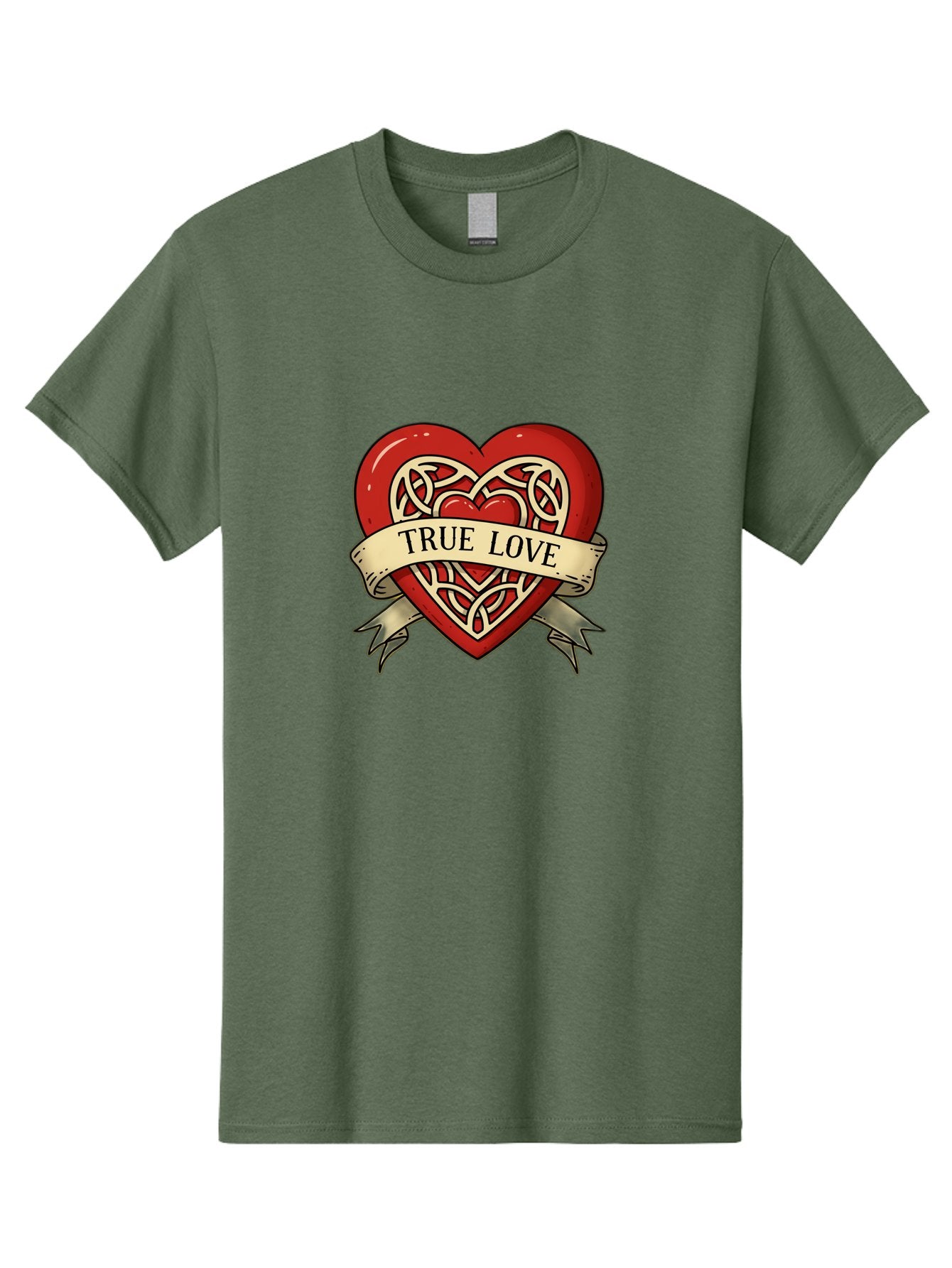 True-Love-Heart-1 Men'S Graphic Tee, 100% Cotton, Comfortable Casual Summer Wear, Machine Washable, Red Heart, Celtic Knotwork Design, True Love, Vintage Banner, Romantic Symbol, Tattoo Art, Love Theme, Heart Shape, Classic Design, Love Symbol Bae319 13