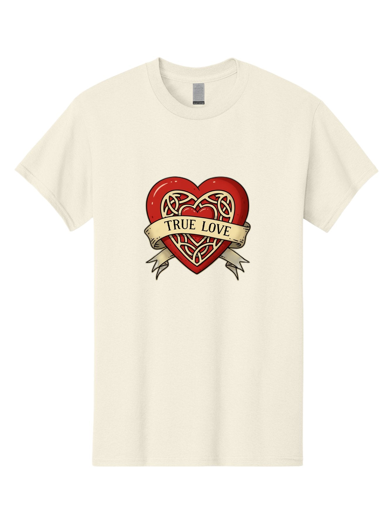 True-Love-Heart-1 Men'S Graphic Tee, 100% Cotton, Comfortable Casual Summer Wear, Machine Washable, Red Heart, Celtic Knotwork Design, True Love, Vintage Banner, Romantic Symbol, Tattoo Art, Love Theme, Heart Shape, Classic Design, Love Symbol Bae319 6