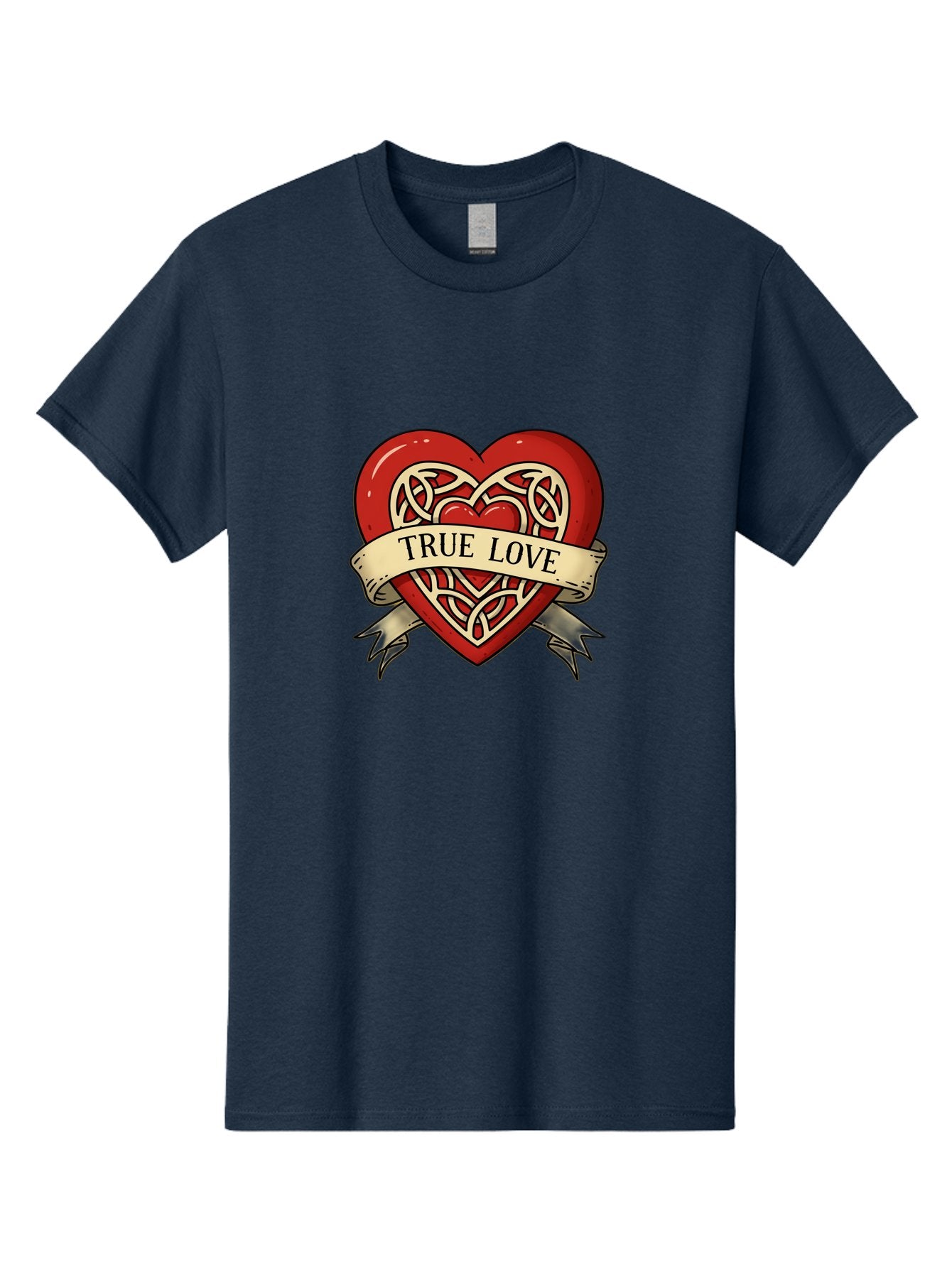 True-Love-Heart-1 Men'S Graphic Tee, 100% Cotton, Comfortable Casual Summer Wear, Machine Washable, Red Heart, Celtic Knotwork Design, True Love, Vintage Banner, Romantic Symbol, Tattoo Art, Love Theme, Heart Shape, Classic Design, Love Symbol Bae319 15